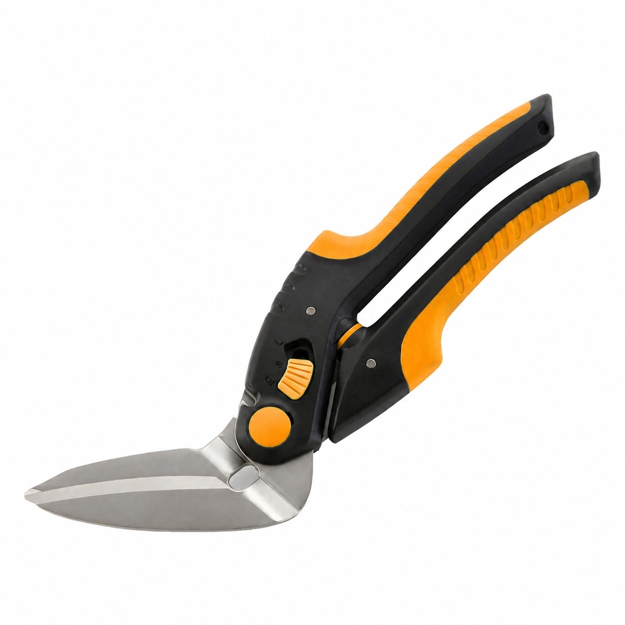 Etokfoks  10 in Orange Stainless Steel Grass Shears with Soft Grip for Carpet Cardboard Leather and Gardening