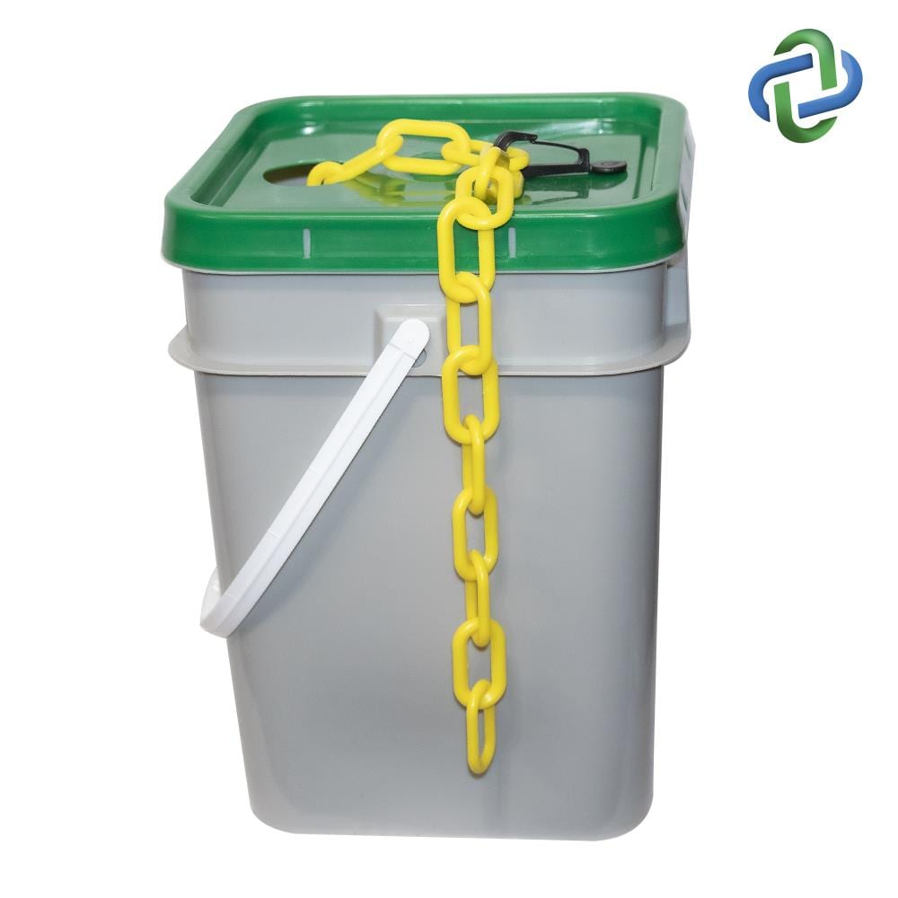 Mr. Chain 50002-P 2 in (#8, 51Mm) X 160 Ft Yellow Plastic Barrier Chain In A Pail
