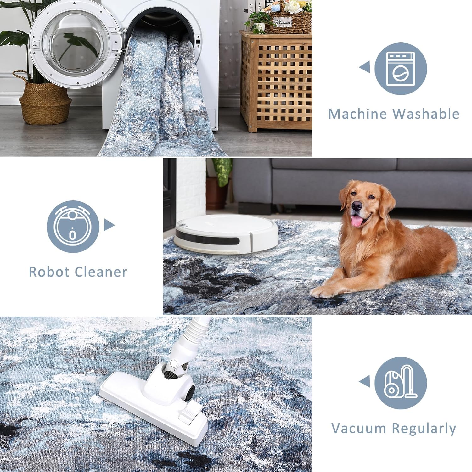 GAOMON 9x12 FT Machine Washable Non-Slip Rubberback Runner Modern