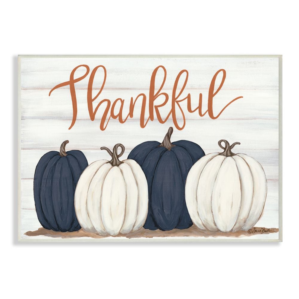 Stupell Industries AB-608-WD-10X15 Autumn Farm Pumpkin Harvest with Thankful Phrase Sarah Baker Frameless 15-in H x 10-in W Country Print