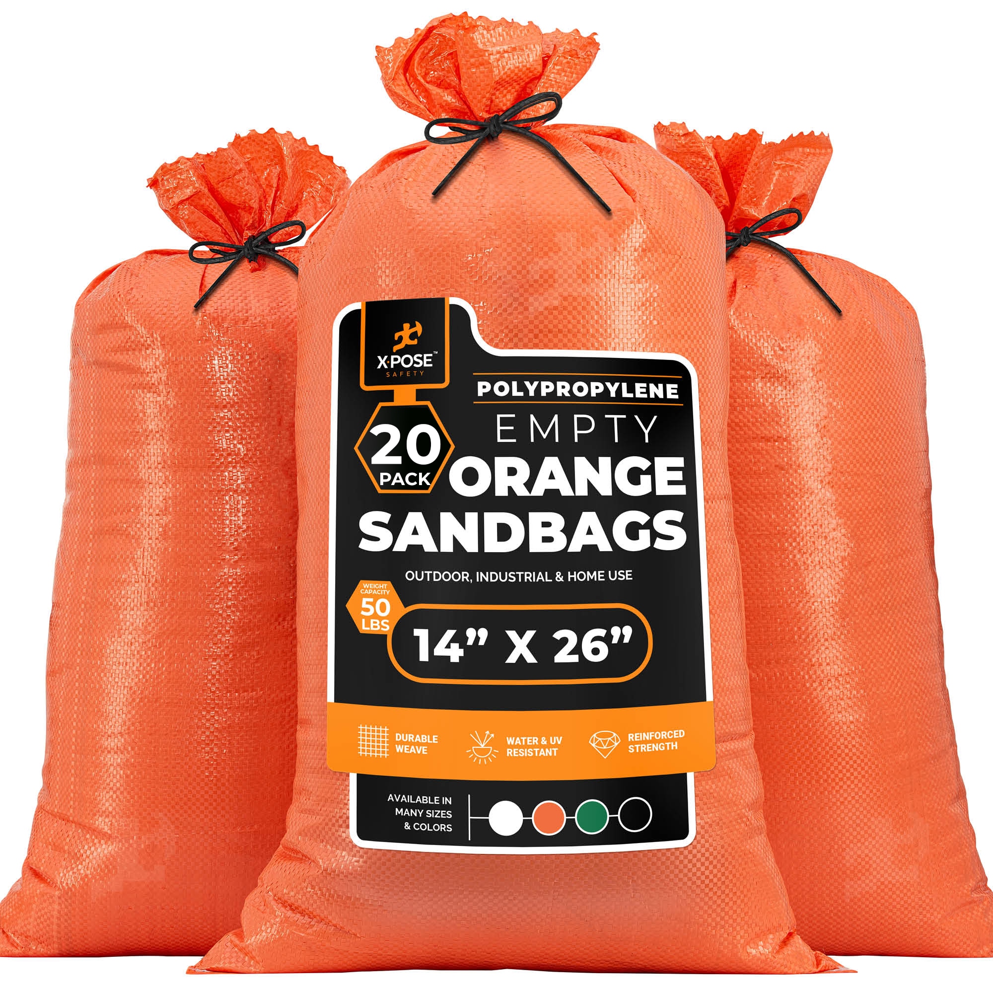 XPOSE SAFETY 20 -Pack 50-lb Capacity Woven polypropylene Sand Bags #SBO-1426-20-X
