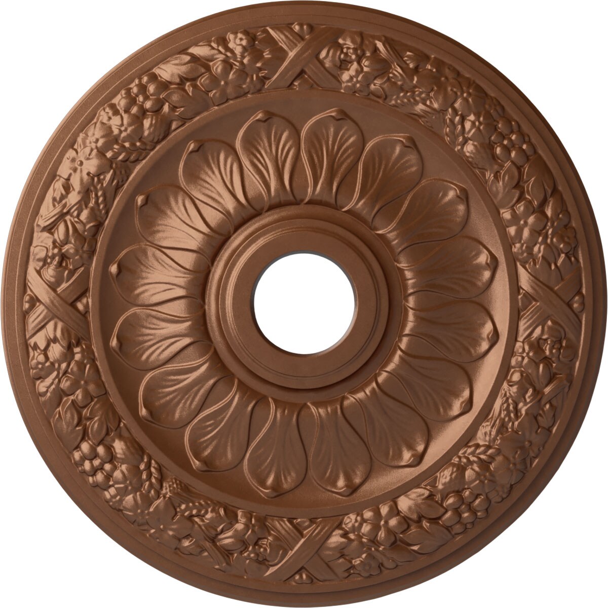 Ekena Millwork CM24SWPOS Swindon 24-in W x 24-in L Polished Copper Polyurethane Ceiling Medallion