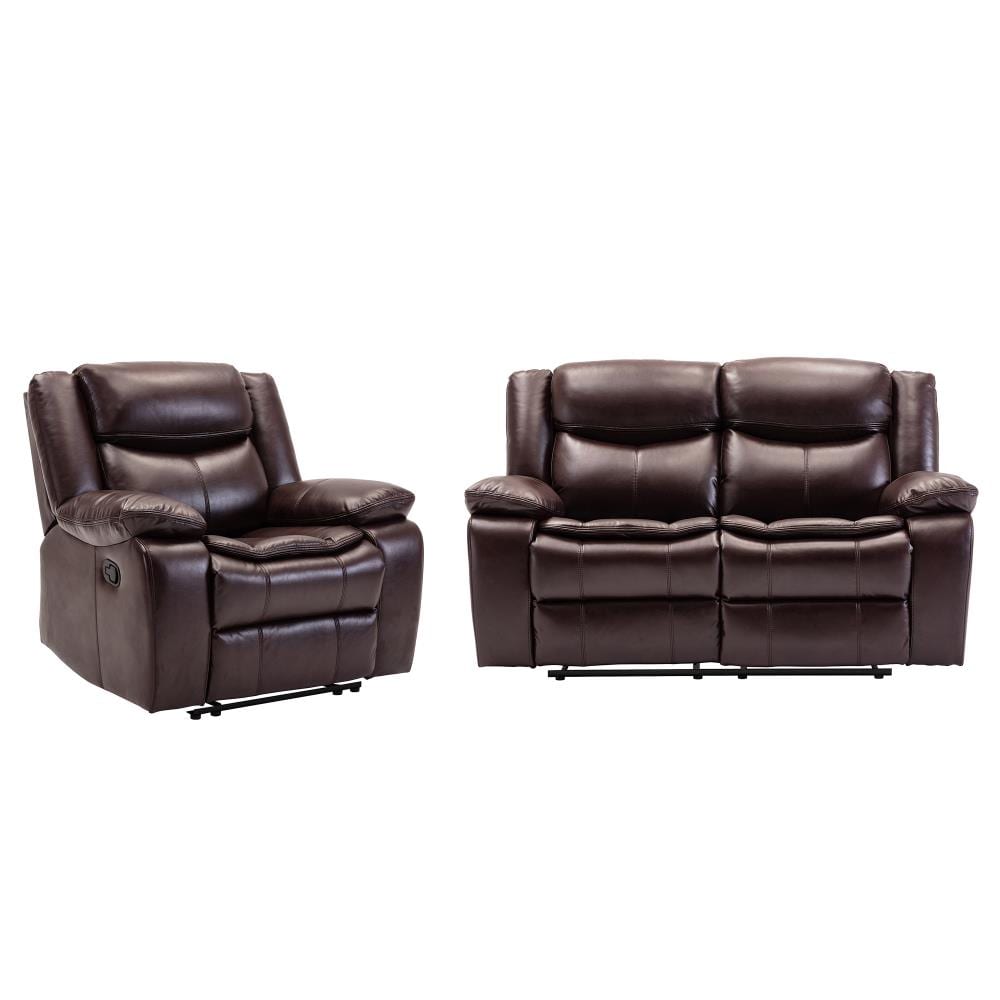 CASAINC MD-2452 Loveseat and chait Modern 2 -Piece Faux leather Burgundy Living Room Set
