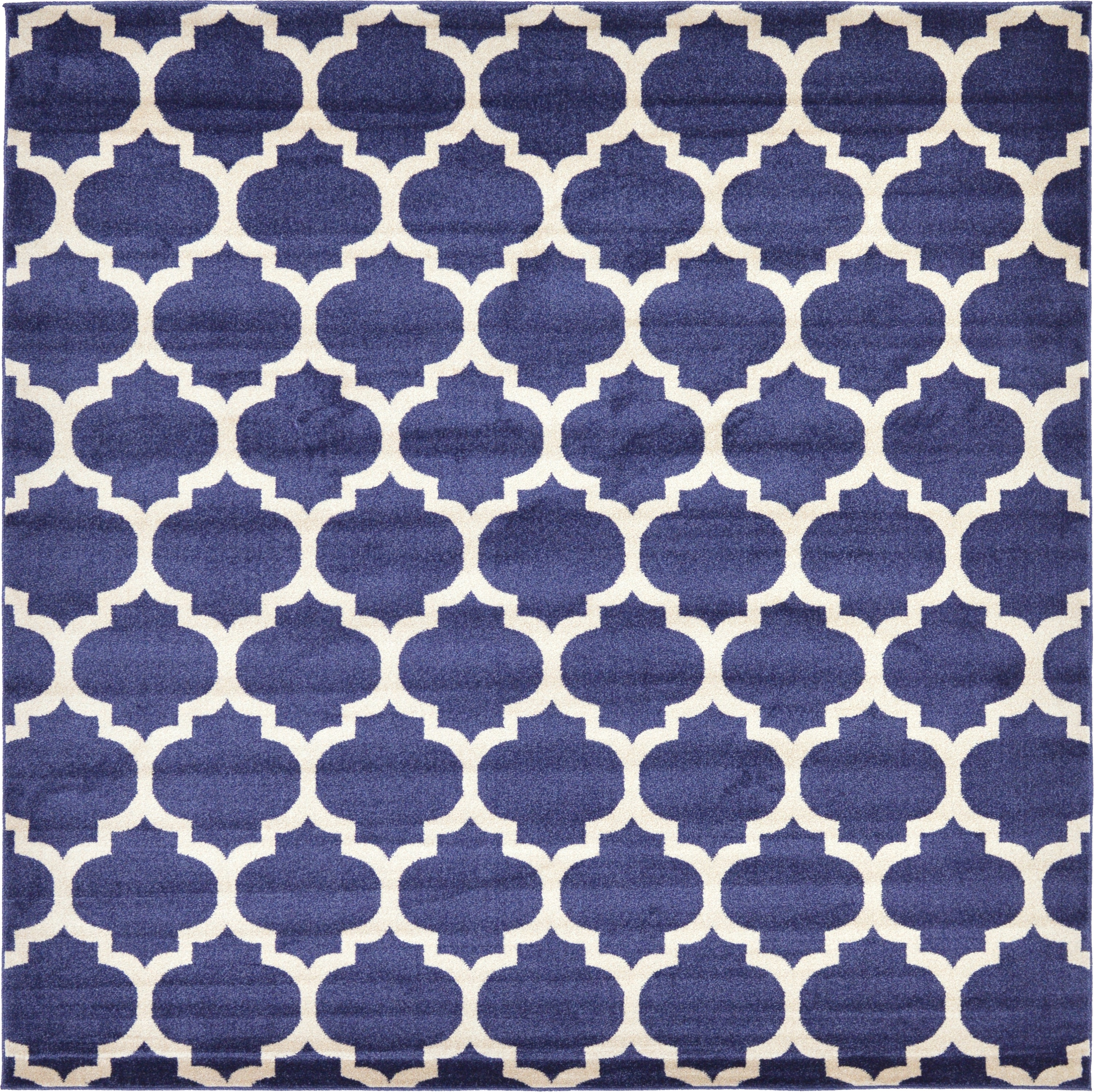 Unique Loom 3128496 Philadelphia Trellis 8 x 8 (ft) Loomed Polypropylene Navy Blue/Beige Square Indoor Geometric Industrial Area rug