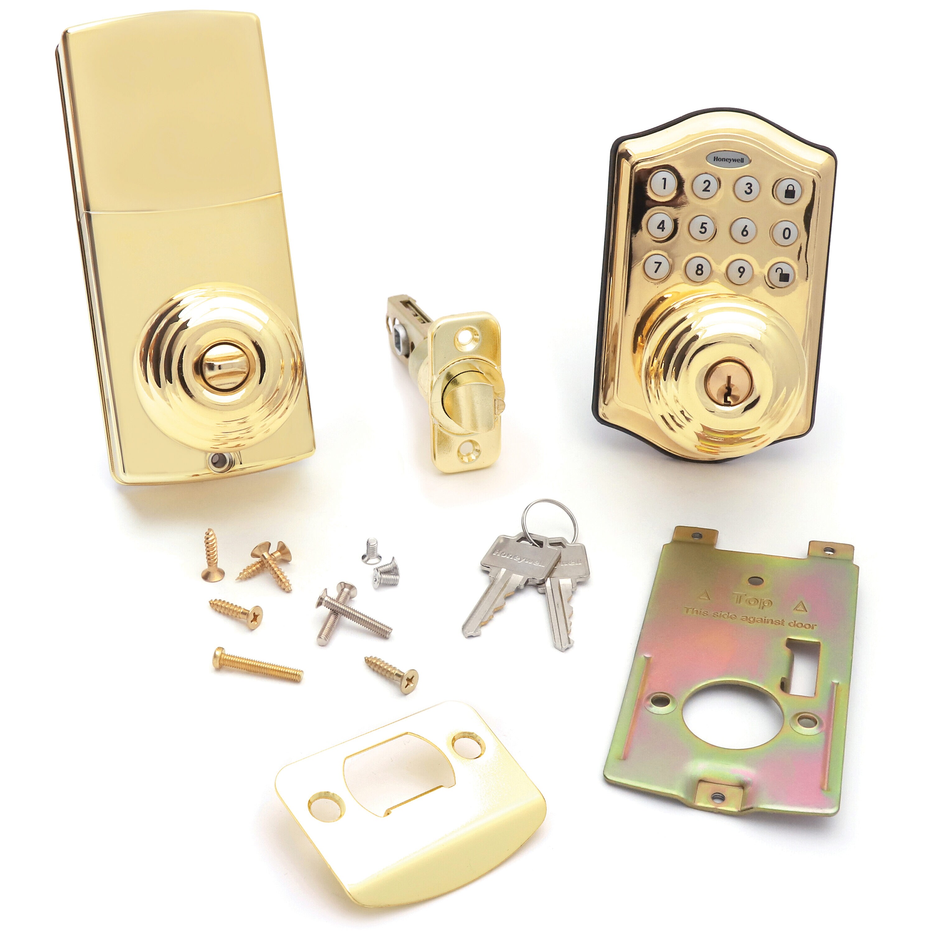 Honeywell - 8732001 Electronic Entry Knob Door Lock Polished Brass