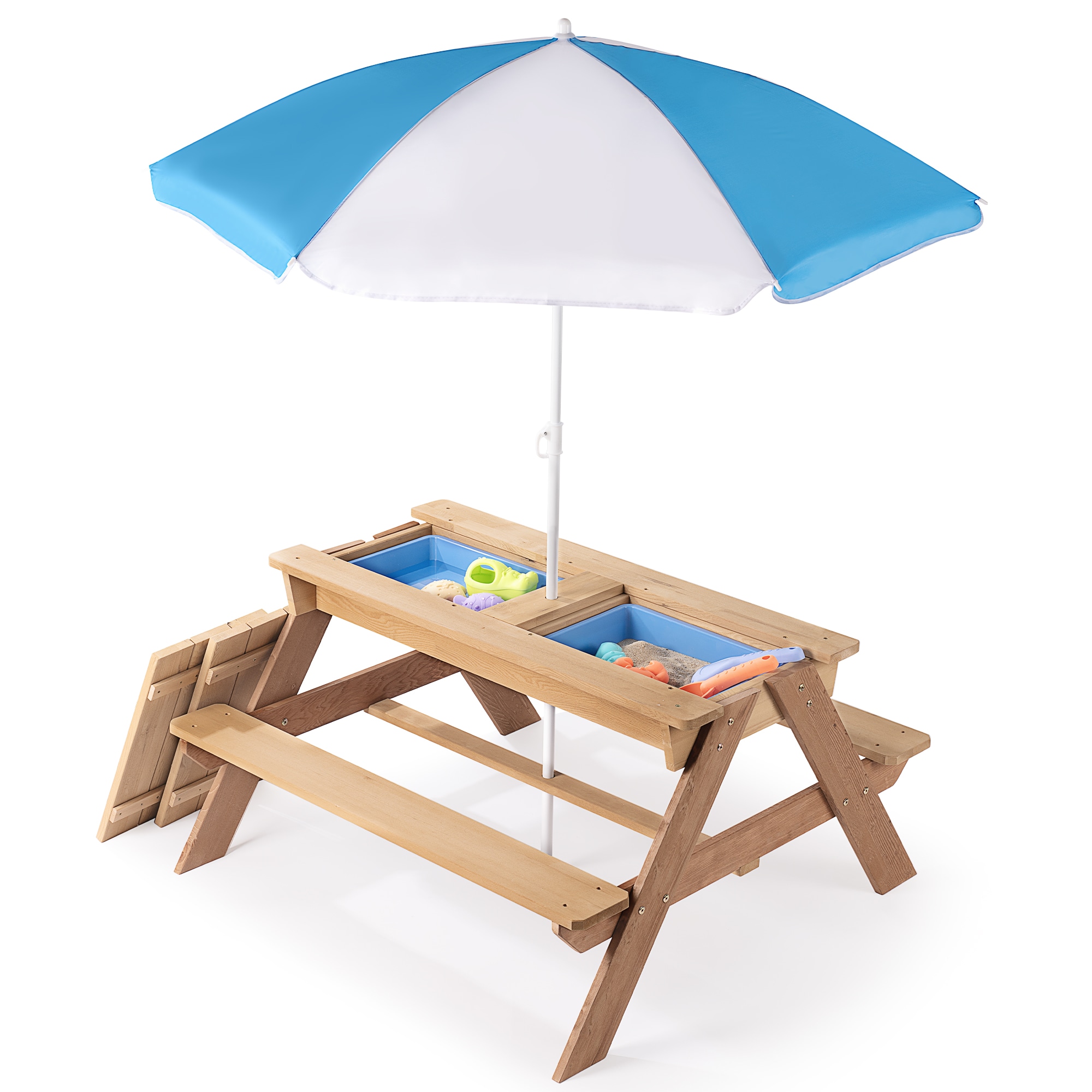 CESICIA W225-OPS-142 Patio Table Rectangle Outdoor Dining Table 35-in W x 37-in L with Umbrella Hole