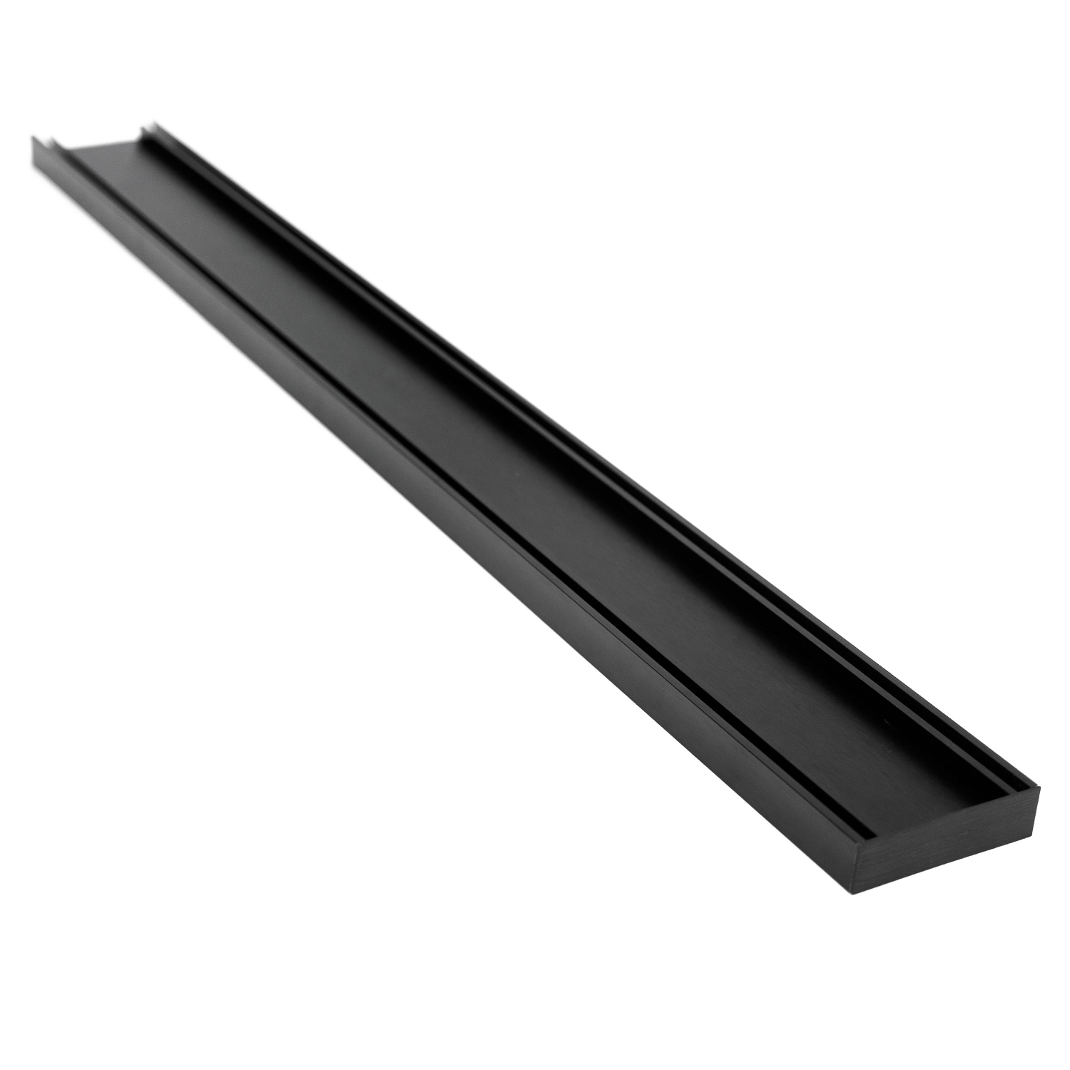 Lauxes Drains LCMSTIGRATE-BX5 60-in Aluminum Slimline Tile Insert Black Rectangle Linear Shower Drain