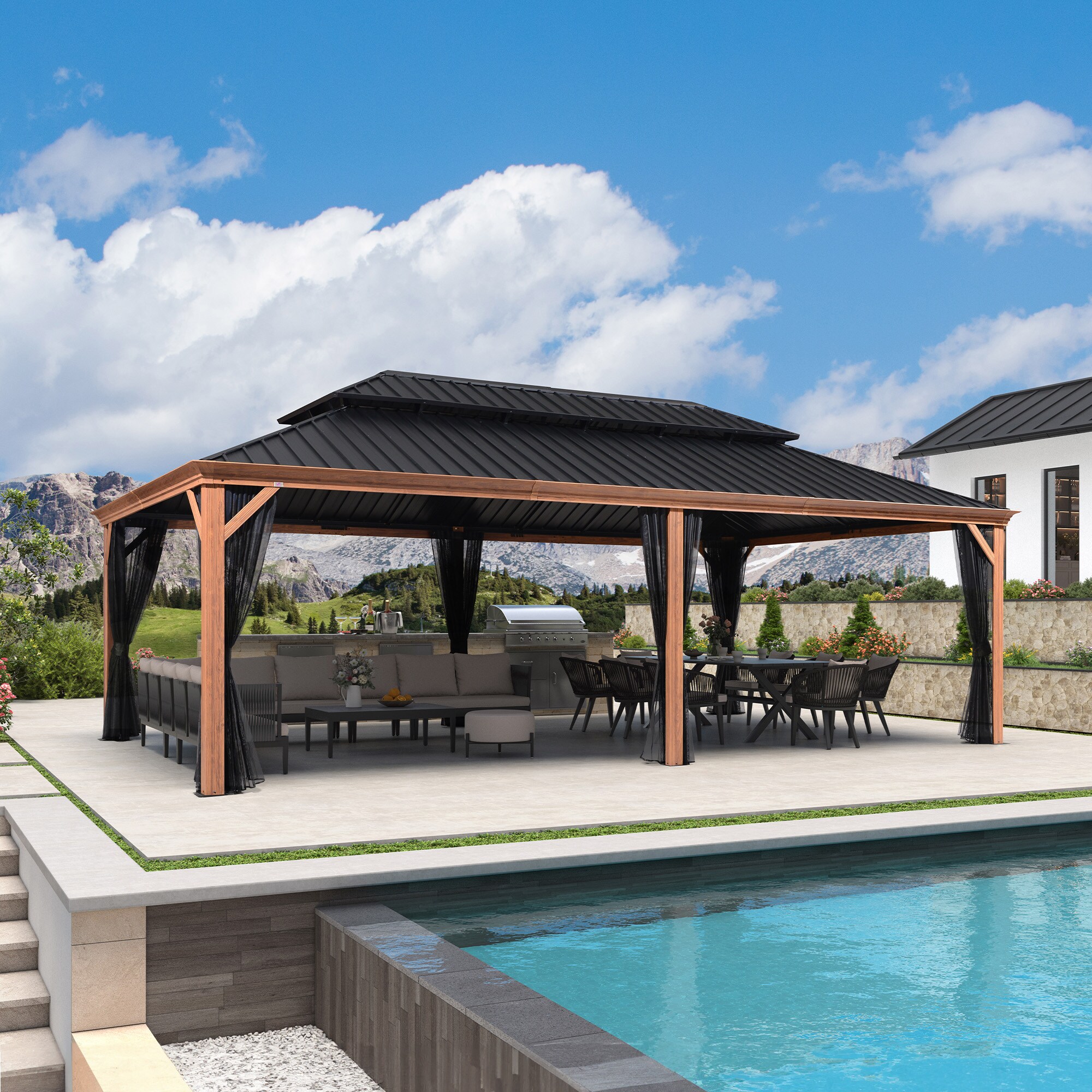 PURPLE LEAF LS06WHTG1424-H Wood-Resin-Gazebos - View #2