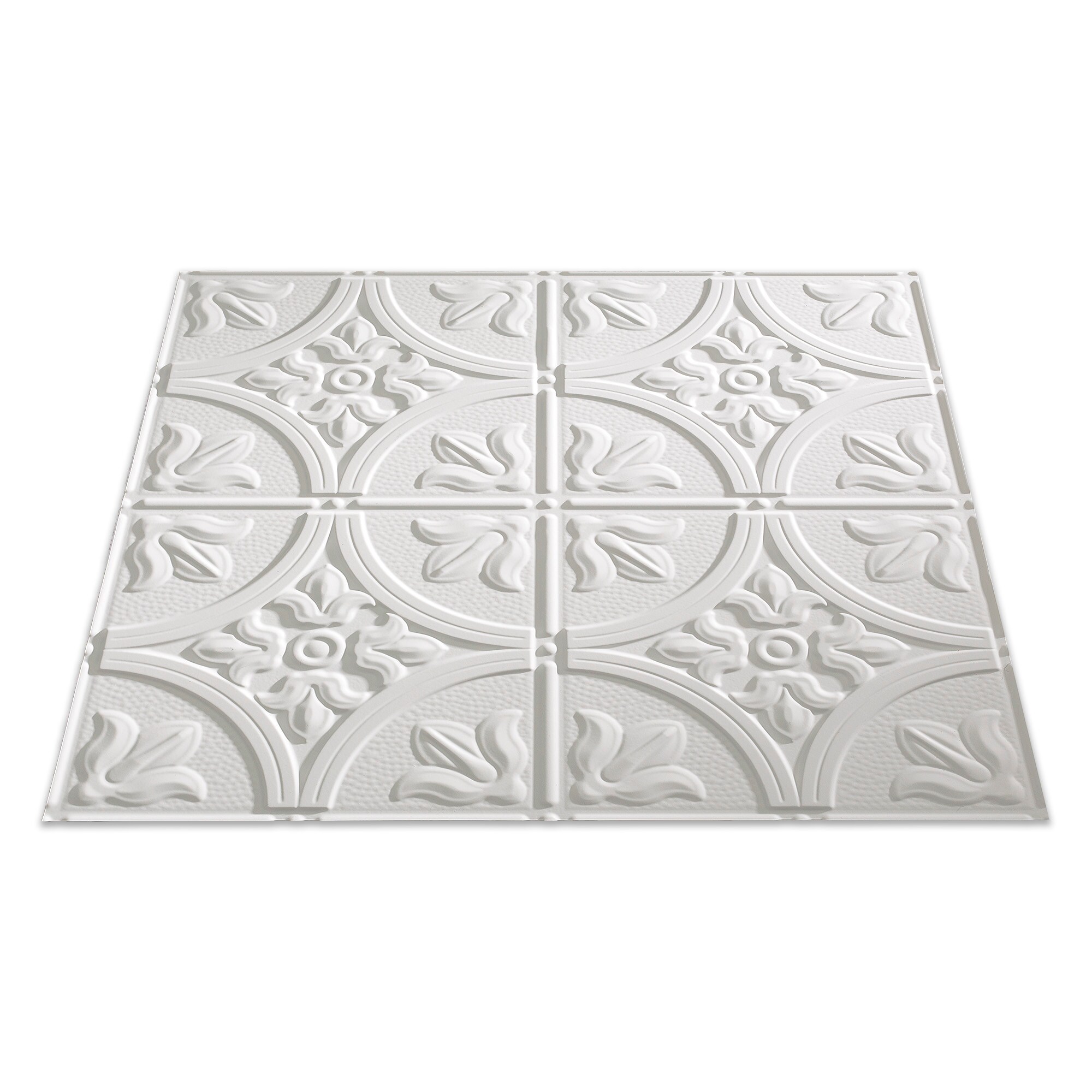 Fasade 2-ft x 2-ft Traditional 2 Matte White PVC Drop Ceiling Tile (5 ...