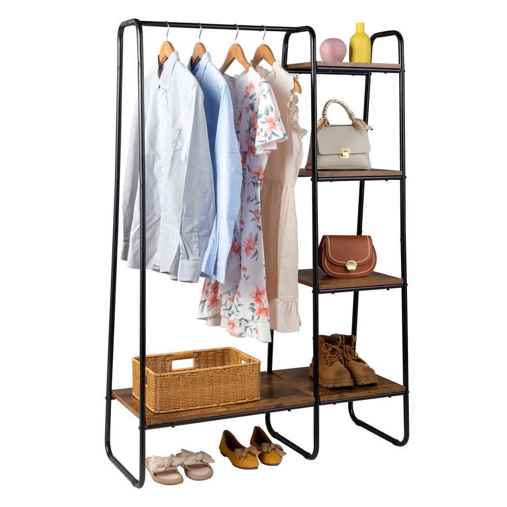 Winado Freestanding Brown Steel Clothing Rack, 59.05-in Height, 39.37 ...