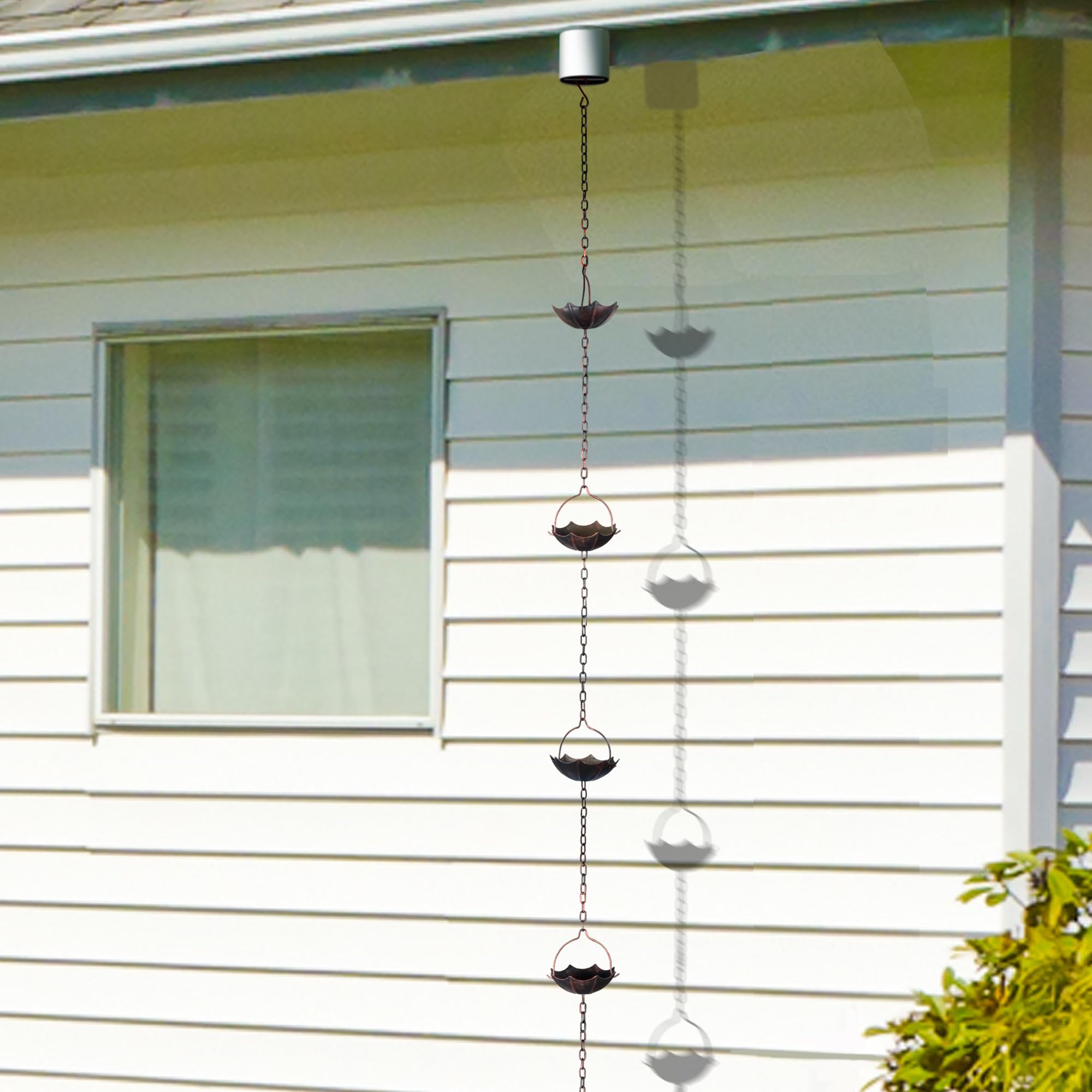 Afoxsos Adjustable Rain Chain for Gutters 12 Point 5FT Outdoor Rain ...