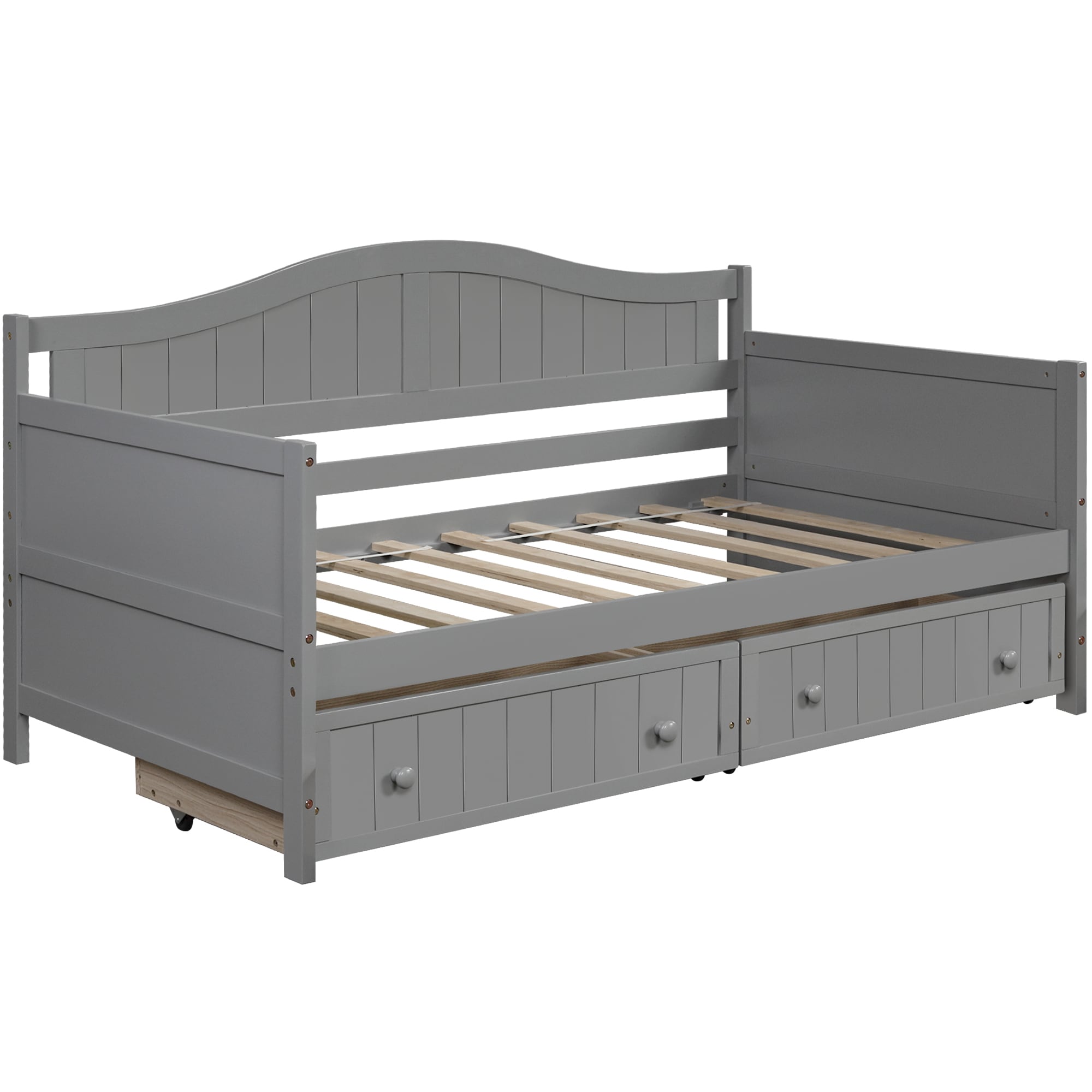 Qualler Gray Twin Wood Daybed With Drawers In The Beds Department At ...