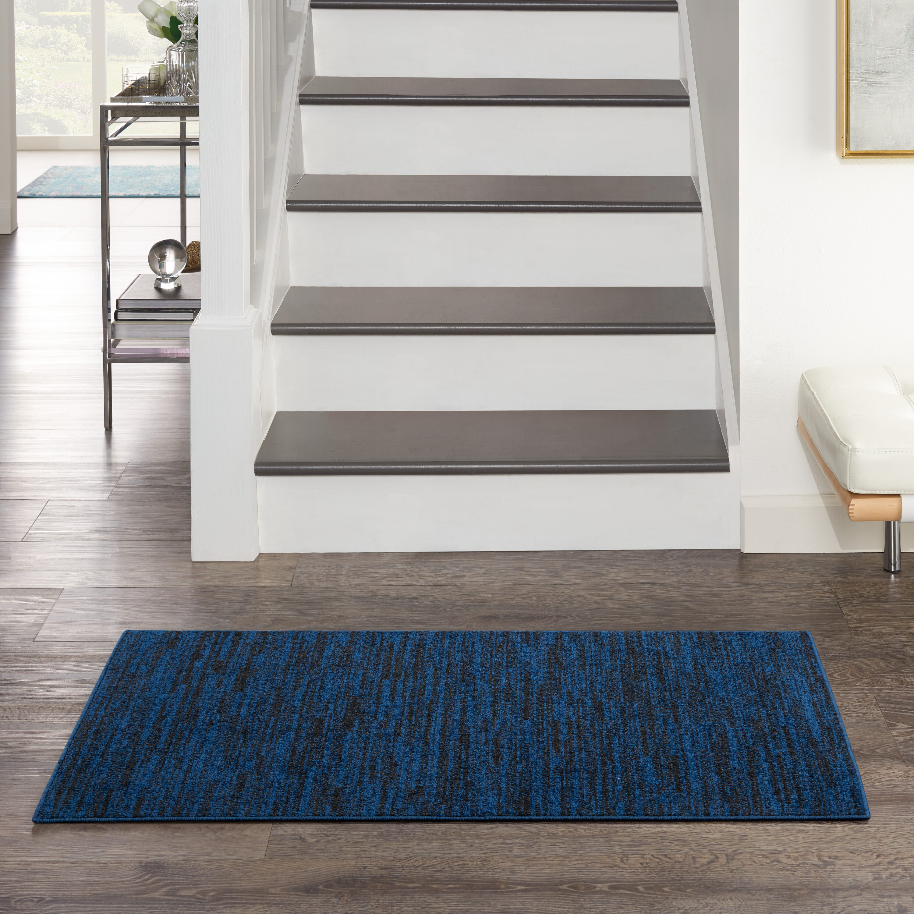 Nourison 99446824097 Essentials 2 x 4 (ft) Loomed Polypropylene Midnight Blue Rectangular Indoor/Outdoor Solid Runner rug