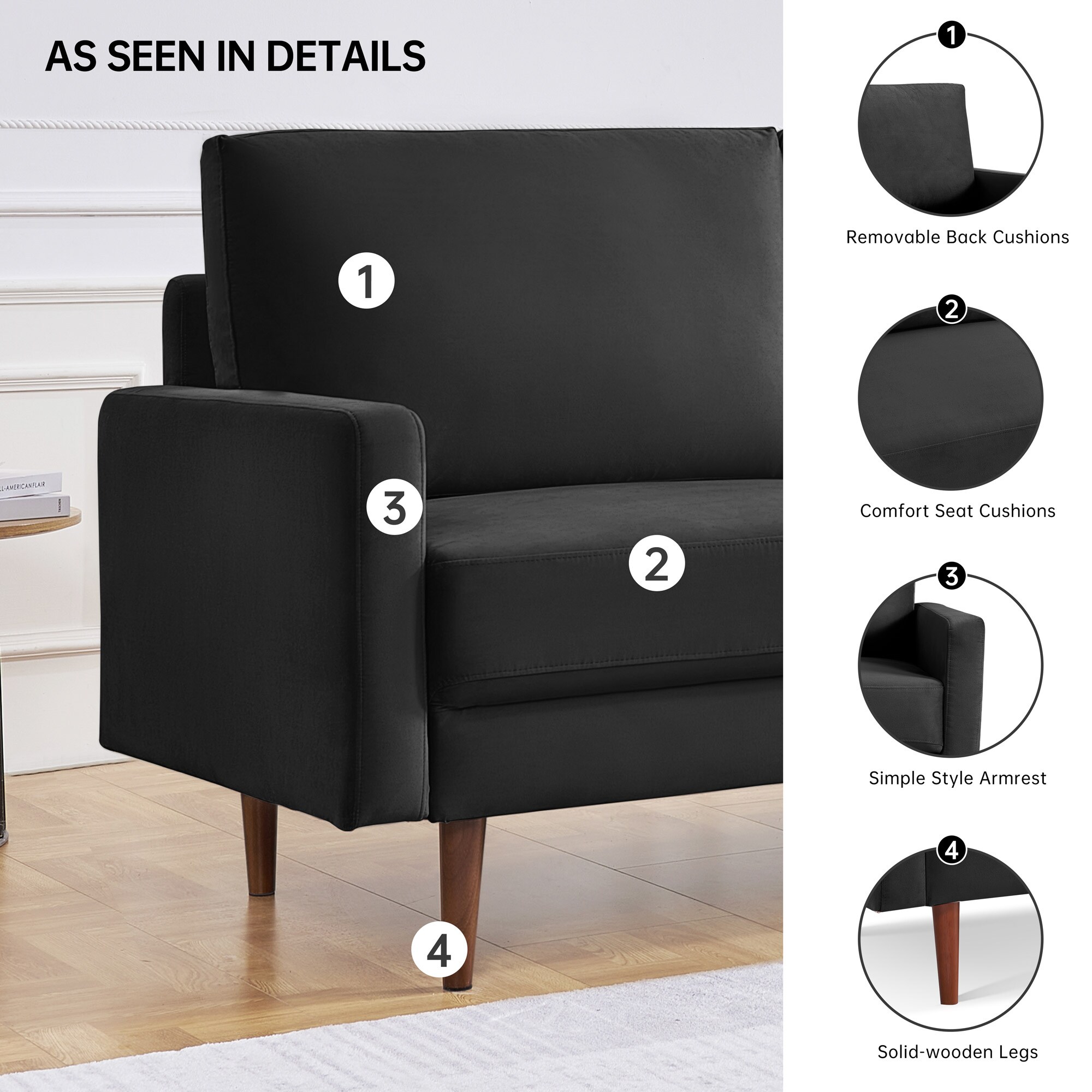 A Furniture Classics SS2789V-BK2S Sofas-Loveseats - View #5