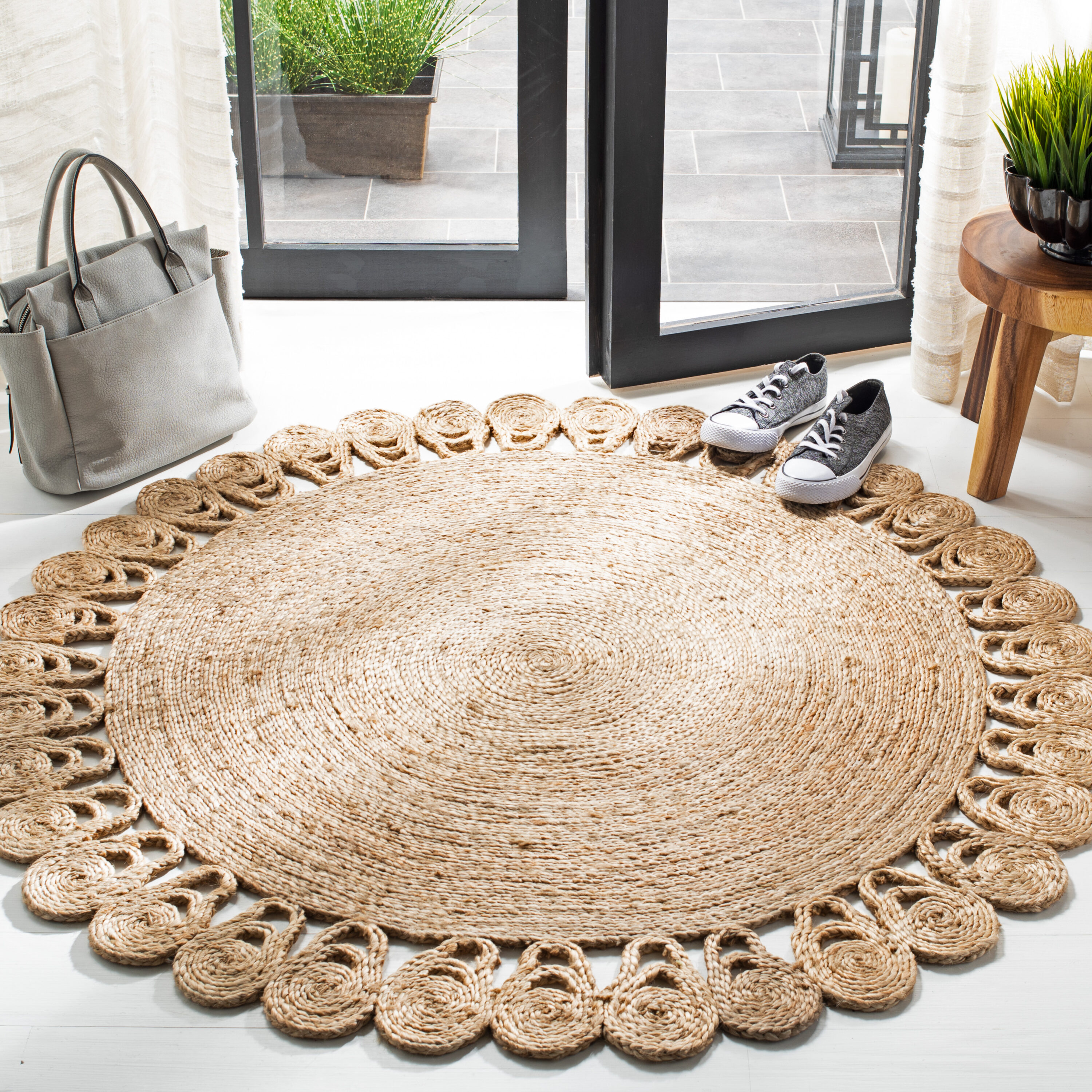  Natural Fiber 163 Natural Bohemian 3ft x 3ft Round Rug