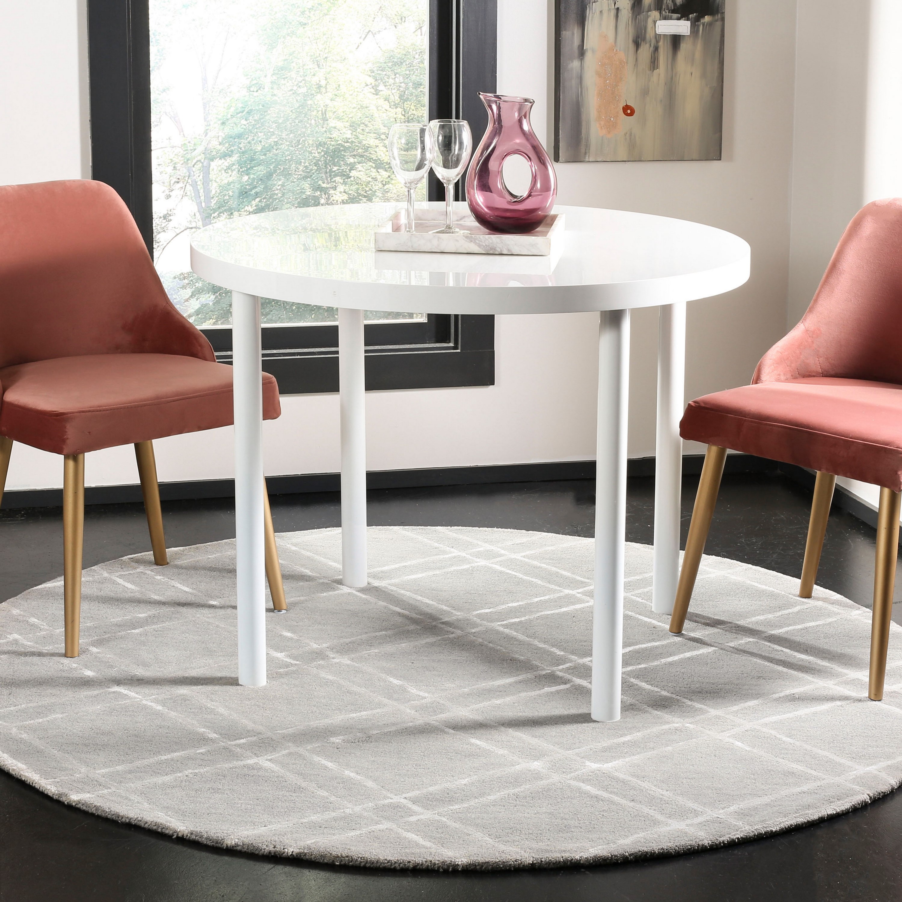 Safavieh HIM901G-6R Himalaya Ama 6 x 6 (ft) Tufted Wool Gray/Silver Round Indoor Trellis Area rug