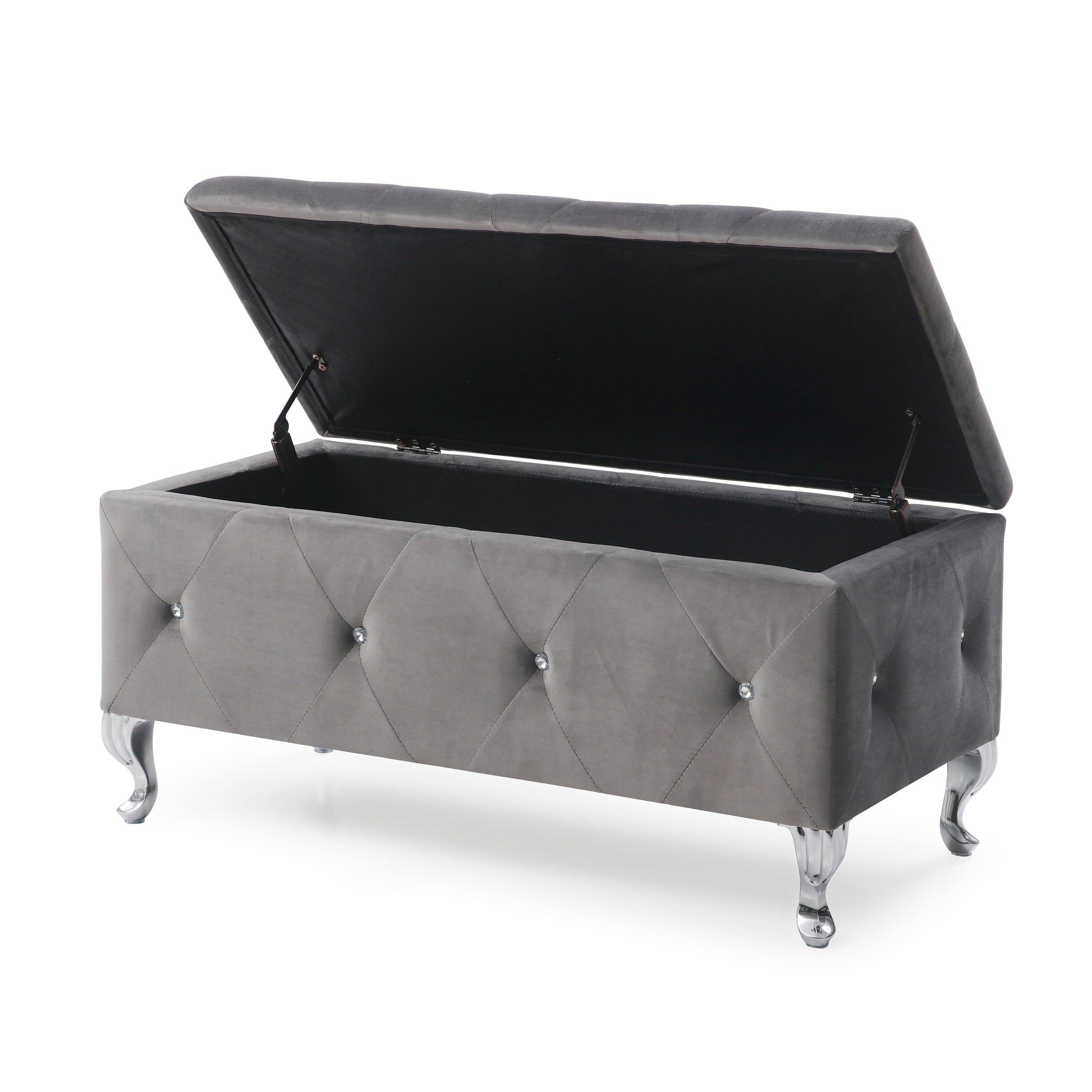 AC Pacific Modern Grey Storage Bench With Storage 38 In X 17 In In The   14998691 