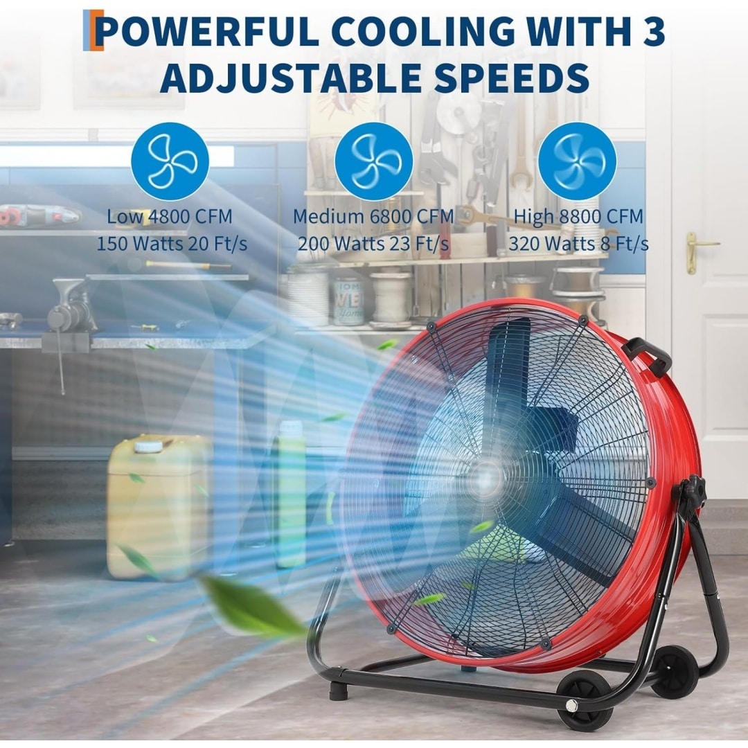 RED Industrial Iron Fan for Warehouse and Factory Use