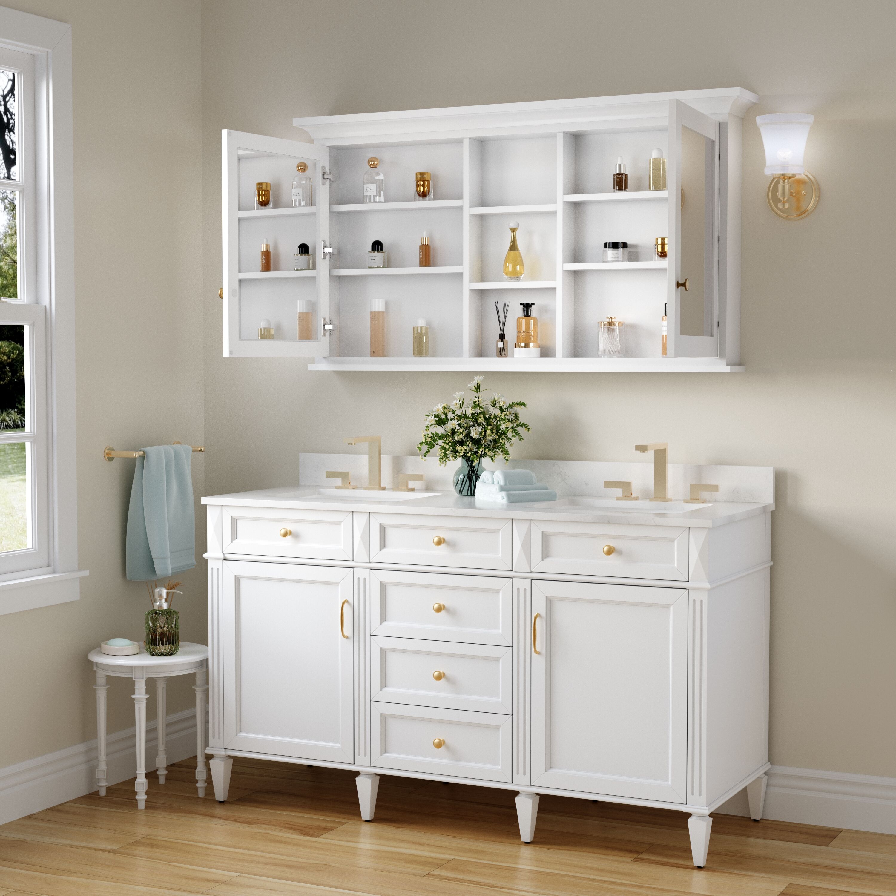 WELLFOR UCS-5530MC-WT Bathroom-Wall-Cabinets - View #2