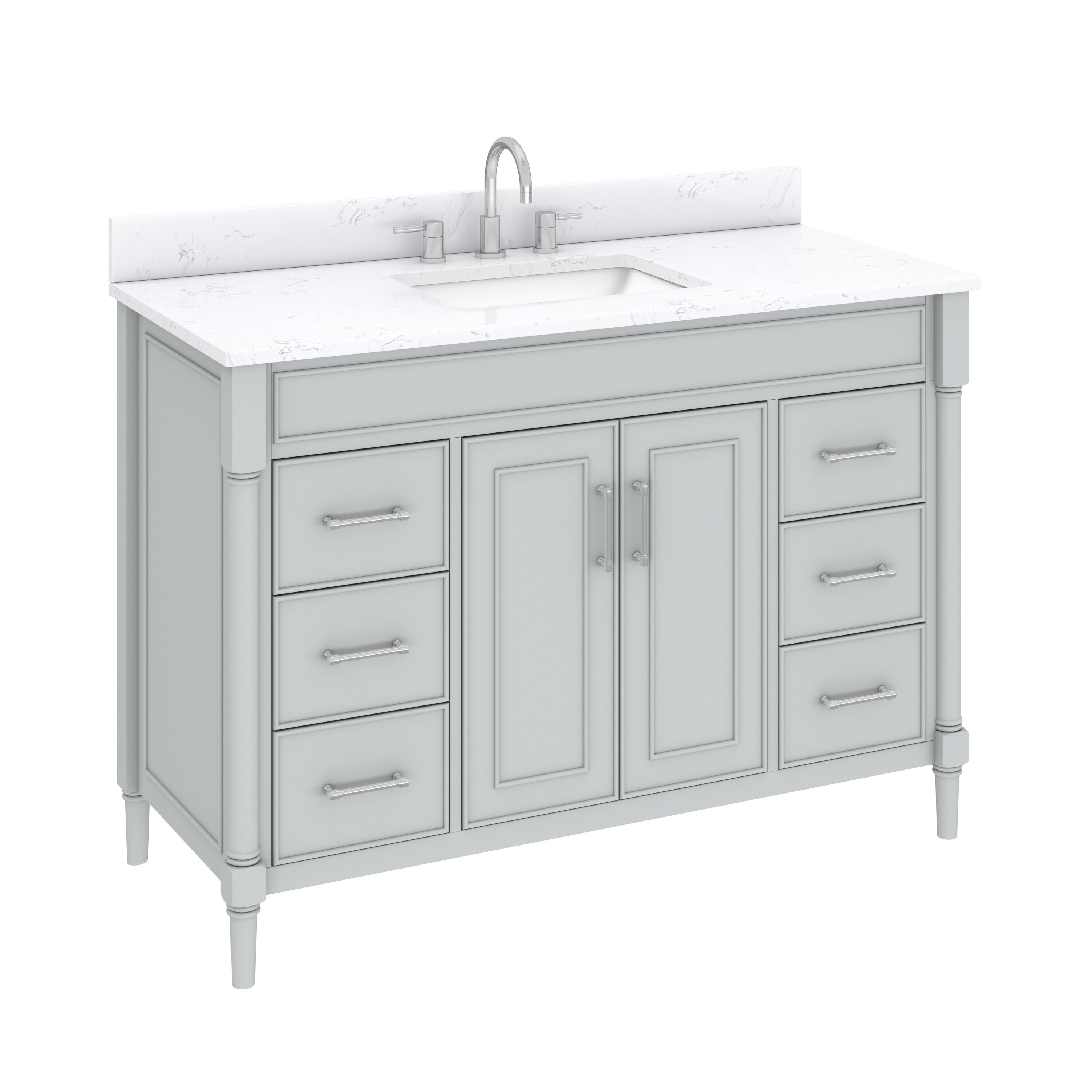Light Gray 49'' Single Bathroom Vanity with Engineered Stone Top