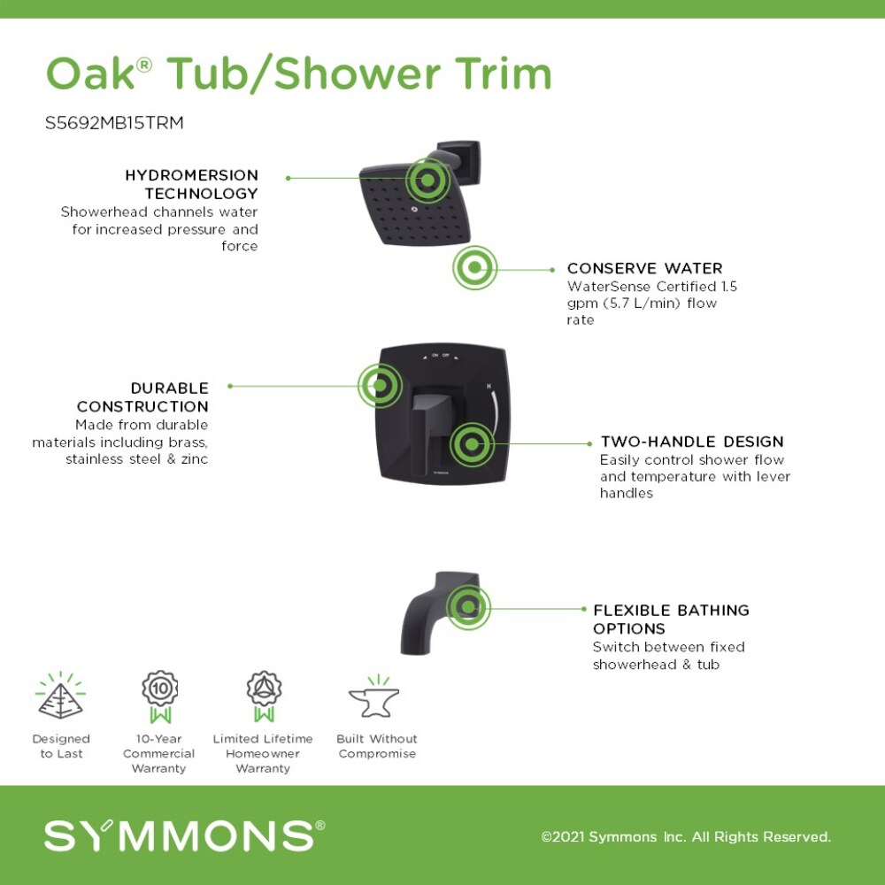 Symmons S5692MB15TRM Tub-Shower-Faucets - View #3