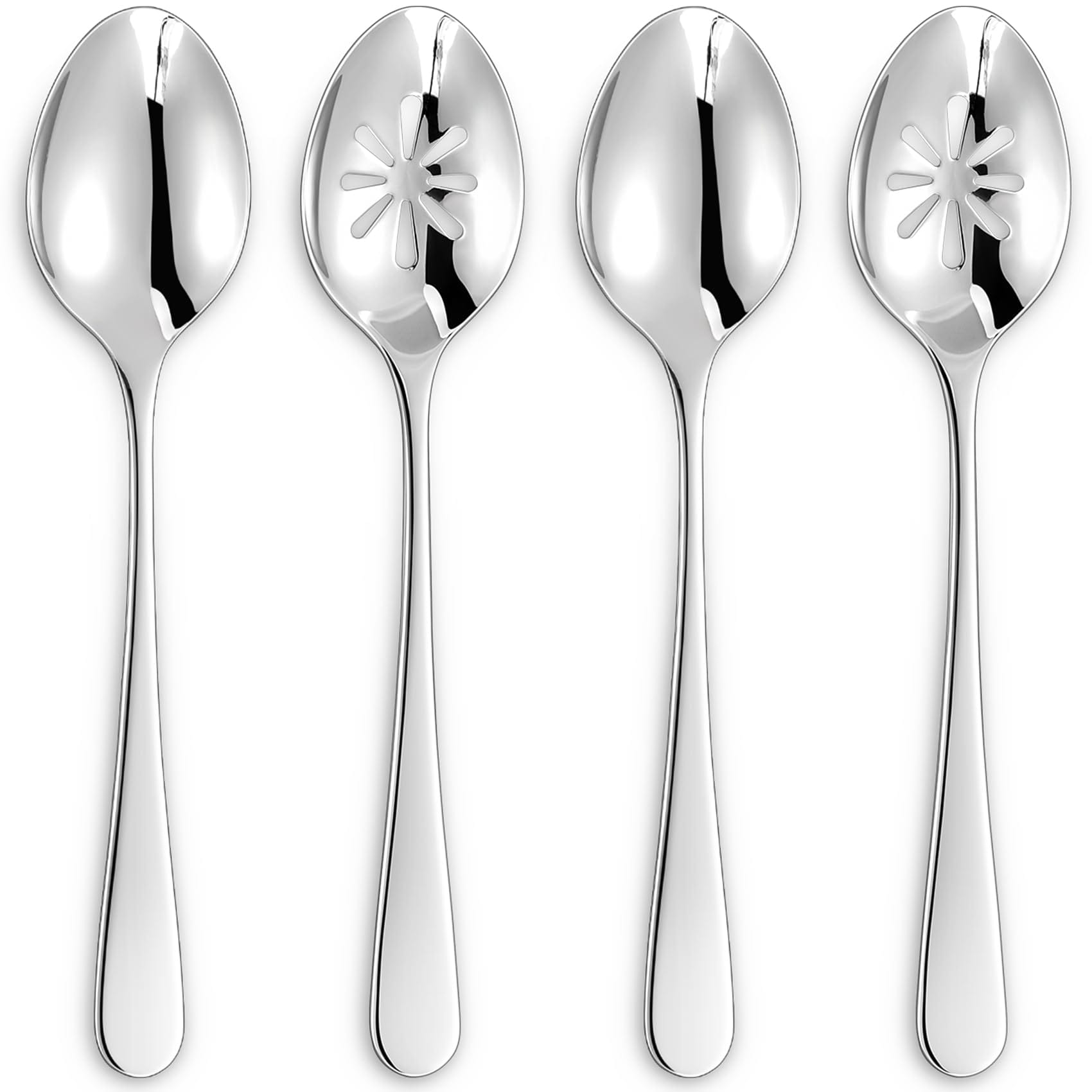 Aoibox  4 Piece 18 10 Stainless Steel Serving Spoon Set with 2 Solid and 2 Slotted Spoons 9 in for Big Parties