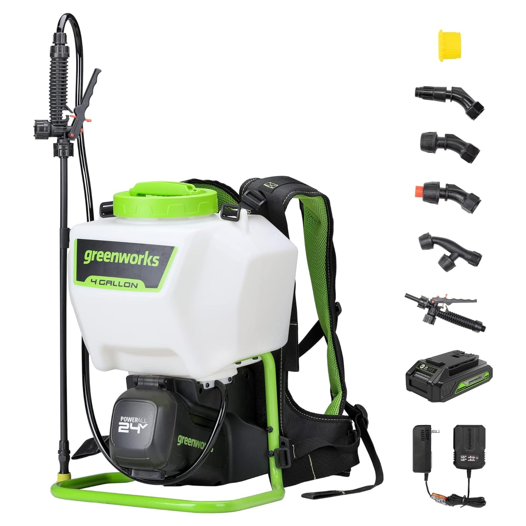 Greenworks PA891K 4-Gallon 24-volt Battery Operated Rubber Hose Plastic Backpack Sprayer