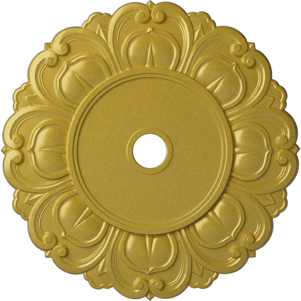 Ekena Millwork CM32ANRGS Angel 32.25-in W x 32.25-in L Painted Rich Gold Polyurethane Whole Ceiling Medallion