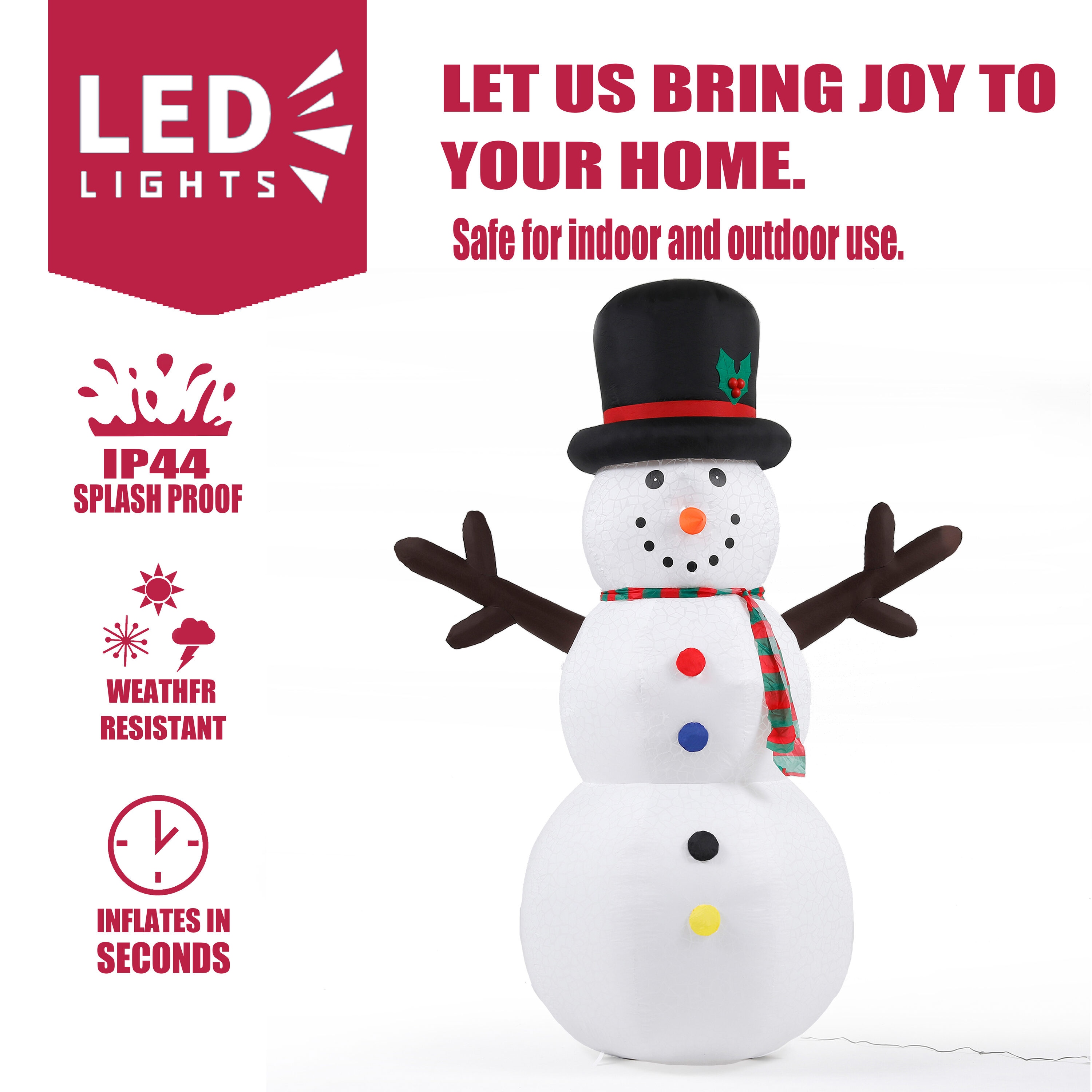 Luxen Home 8.24-ft Lighted Snowman Christmas Inflatable at Lowes.com