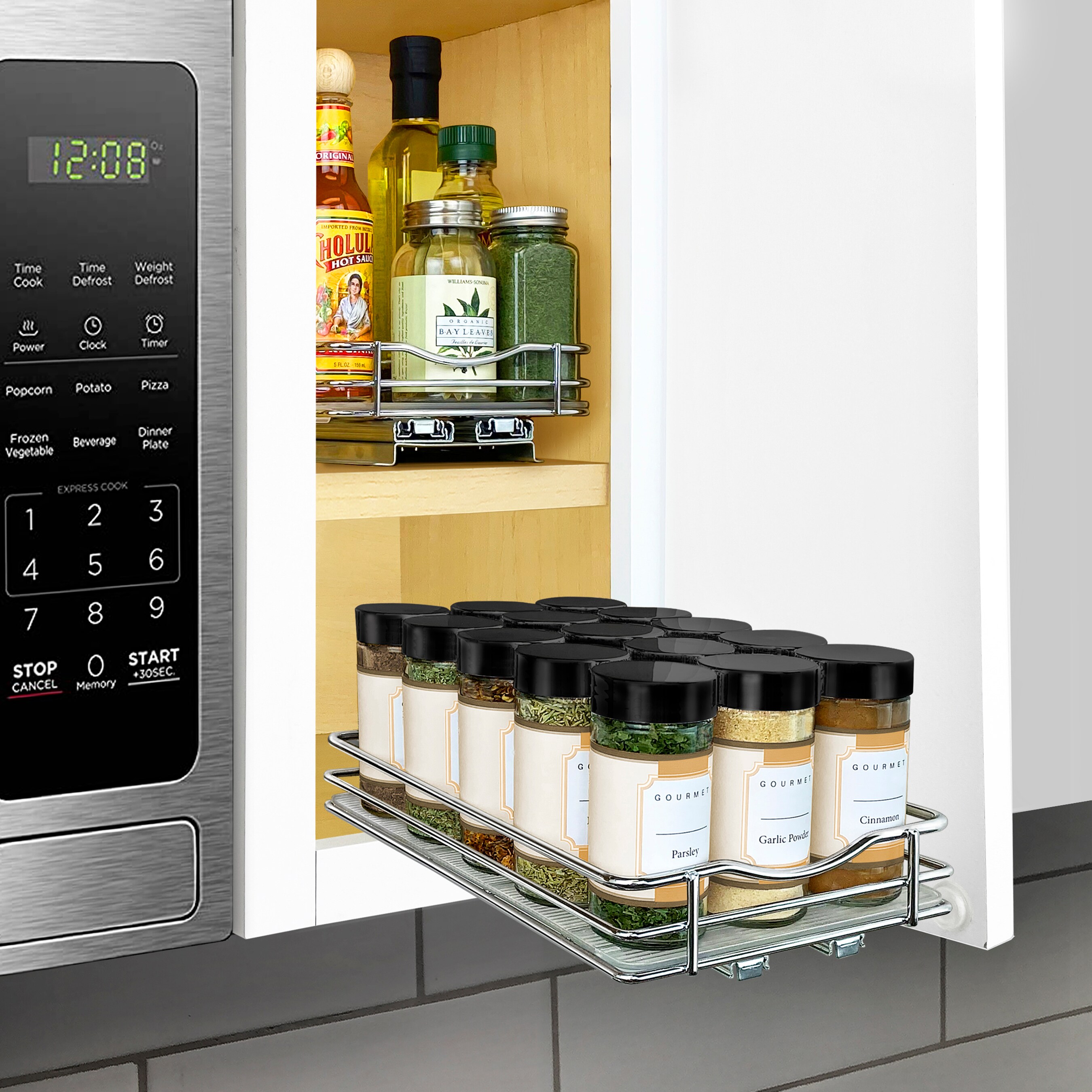 Lynk Professional Slide Out Double Spice Rack Upper Cabinet