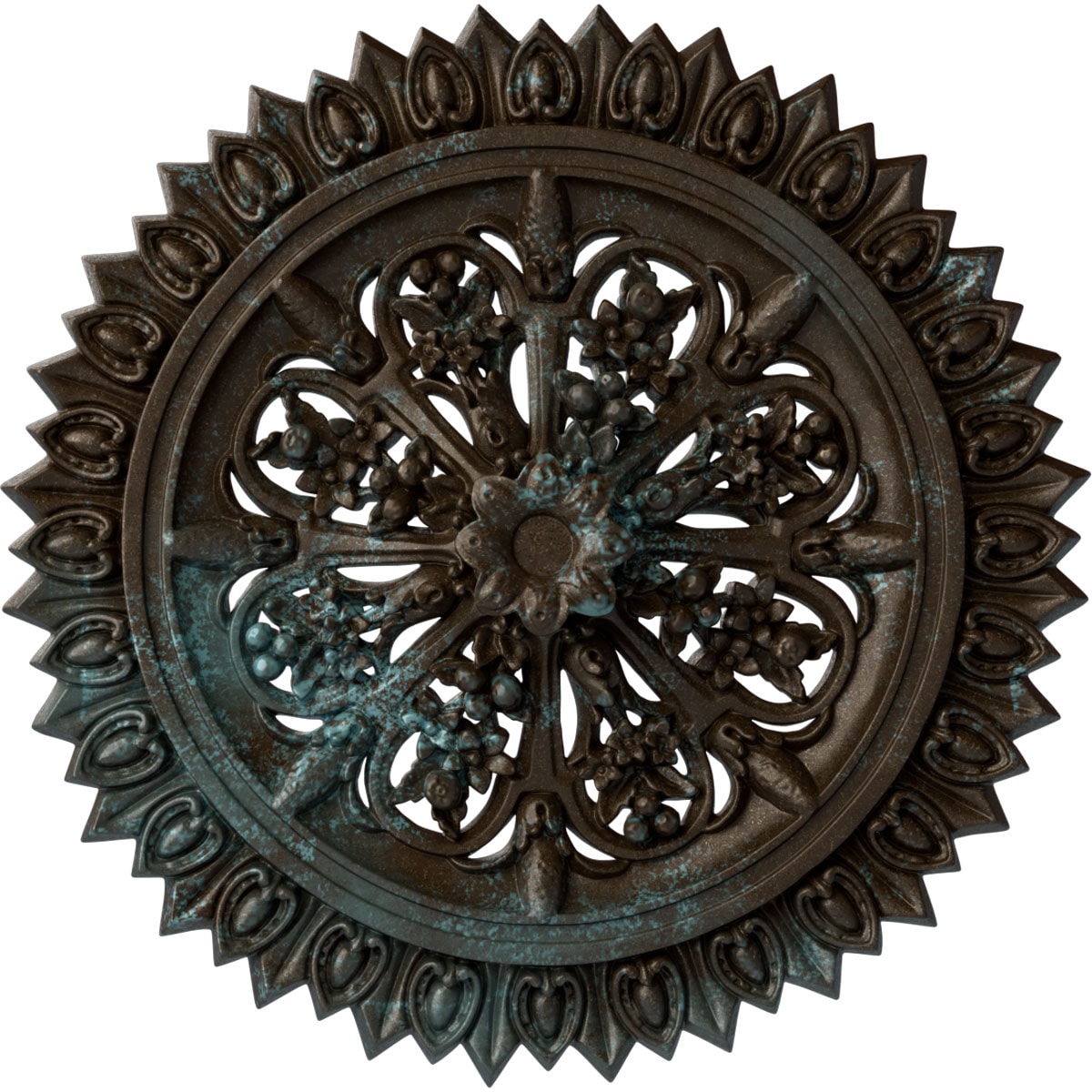 Ekena Millwork CM24LABBS Lariah 24.75-in W x 24.75-in L Painted Bronze Blue Patina Polyurethane Whole Ceiling Medallion