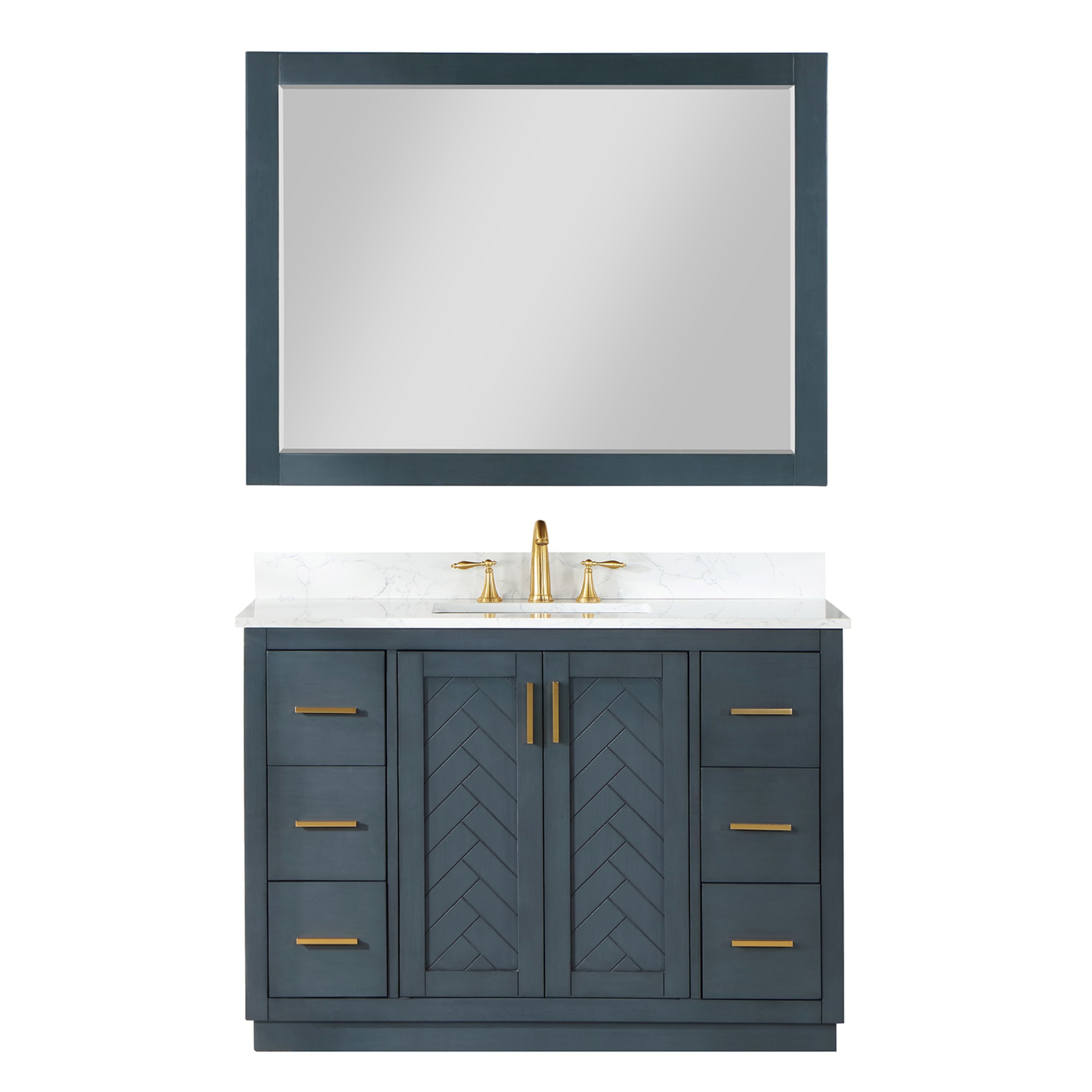 Altair Gazsi 48 In Classic Blue Undermount Single Sink Bathroom Vanity With Grain White