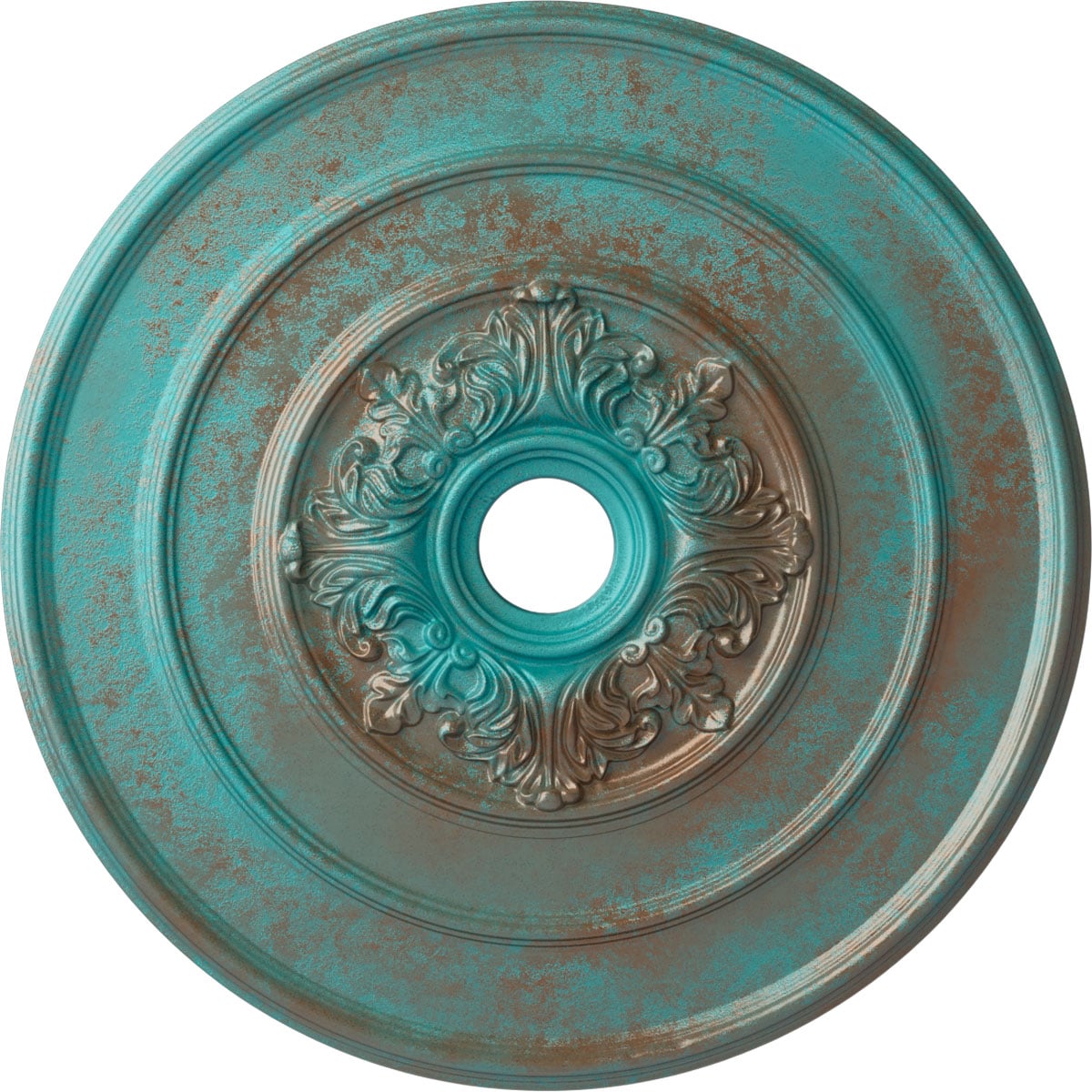 Ekena Millwork CM26TACGS Traditional with Acanthus Leaves 26-in W x 26-in L Painted Copper Green Patina Polyurethane Whole Ceiling Medallion