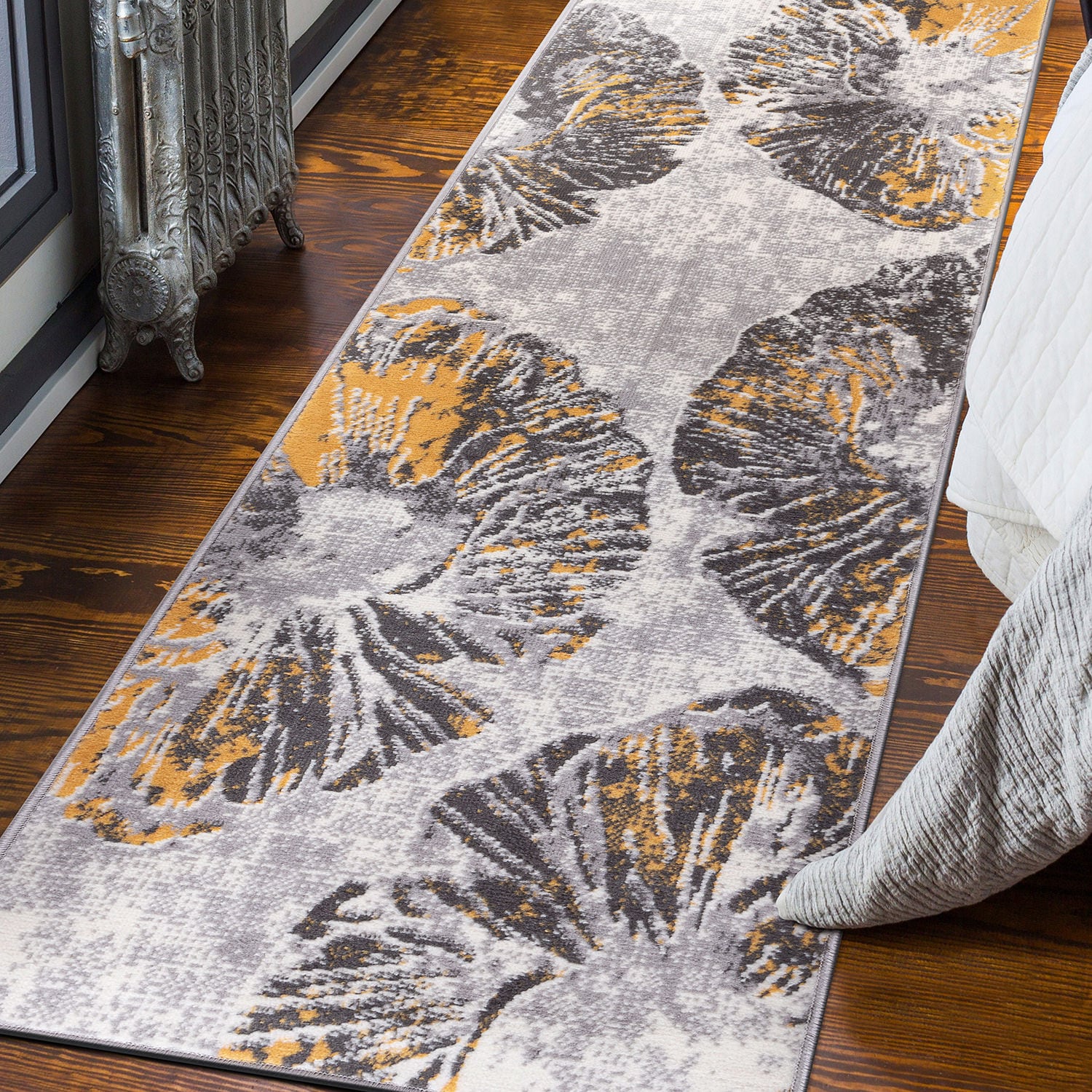 World Rug Gallery 2098YELLOW2X7 2 x 7 (ft) Loomed Polypropylene Yellow Rectangular Indoor Distressed/Overdyed Runner rug