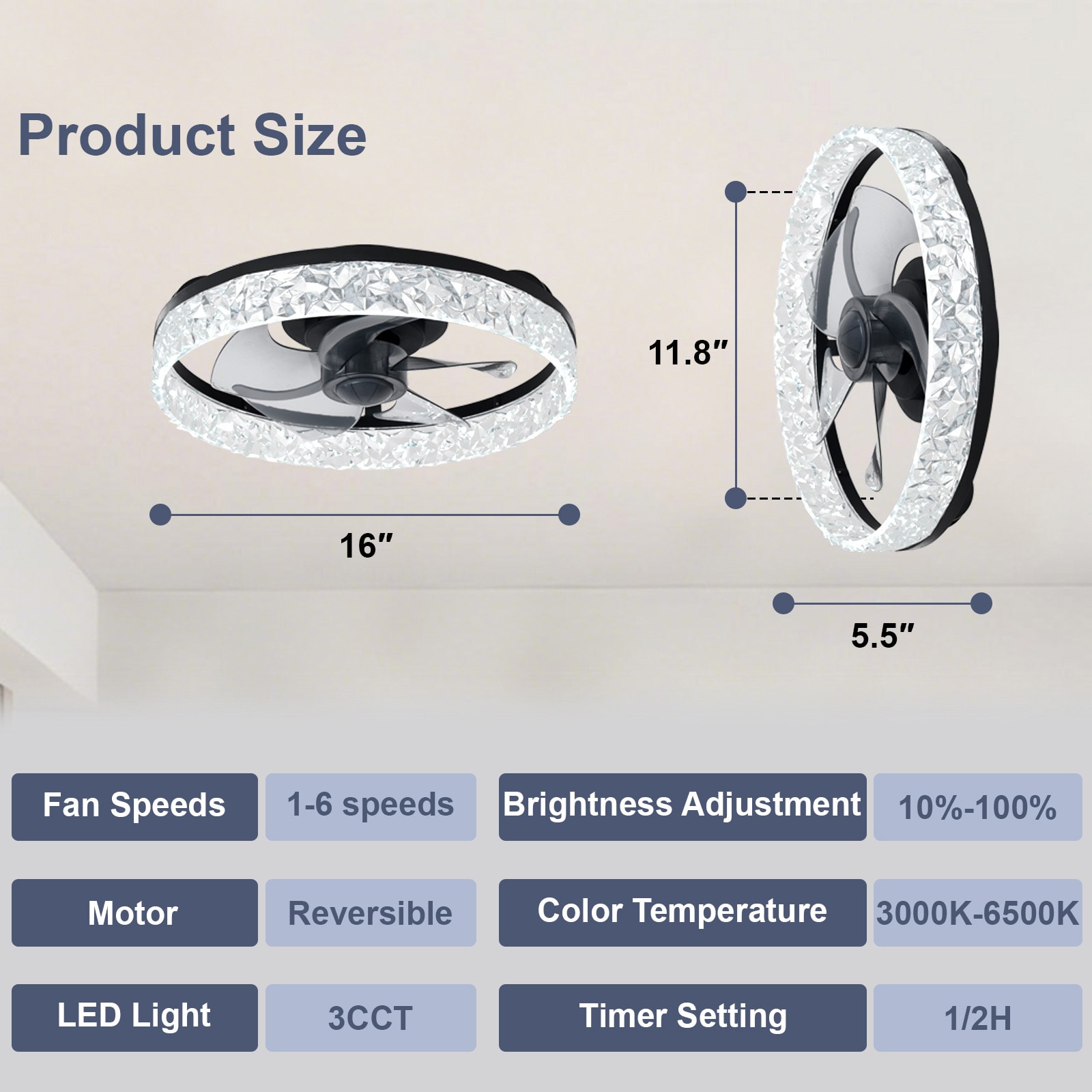 Depuley WS-FPZ196-16C-BK-LW Ceiling-Fans - View #5