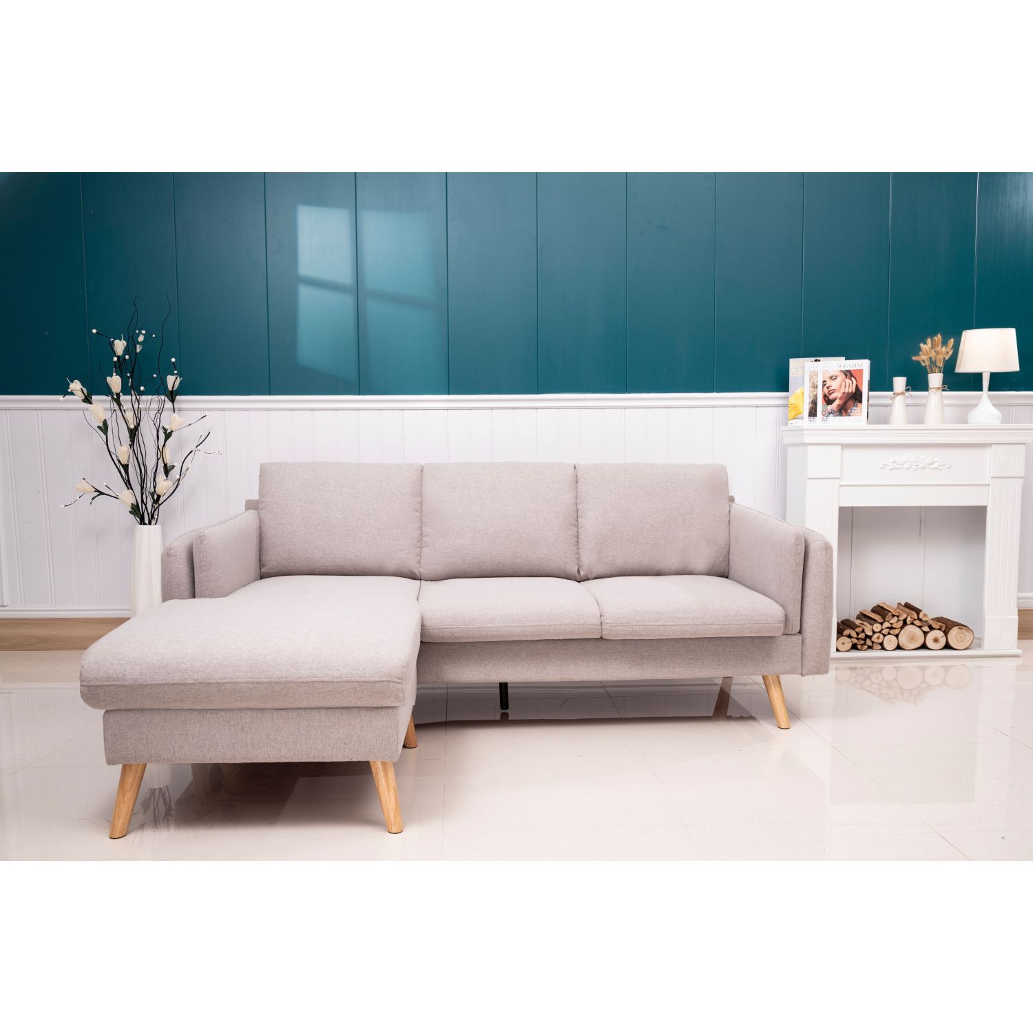 JASMODER W127863307 58.30-Inches Modern LIGHT GREY Sofa