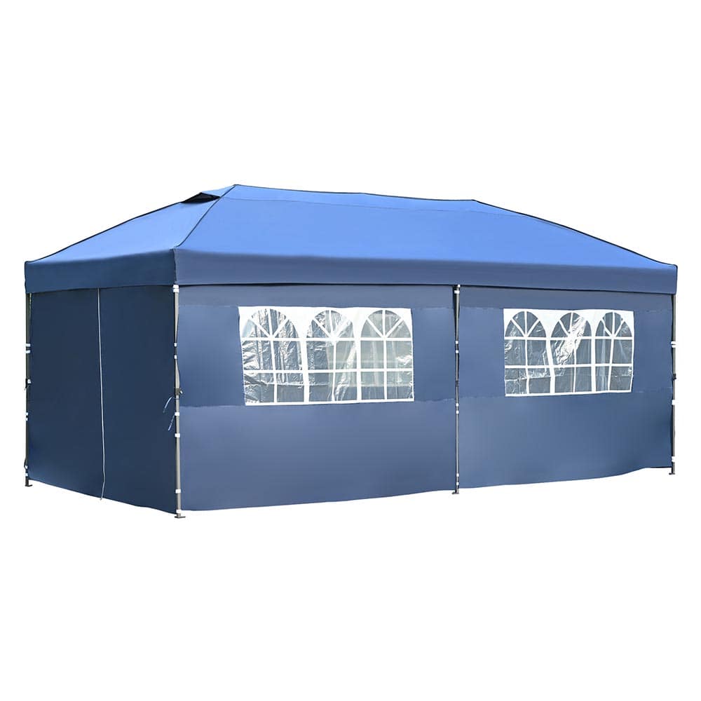JUJABU CANTENT-2 Navy 10ftx20ft Pop Up Canopy with Sidewalls Outdoor Canopy Tent Heavy Duty for Parties with Wheeled Bag