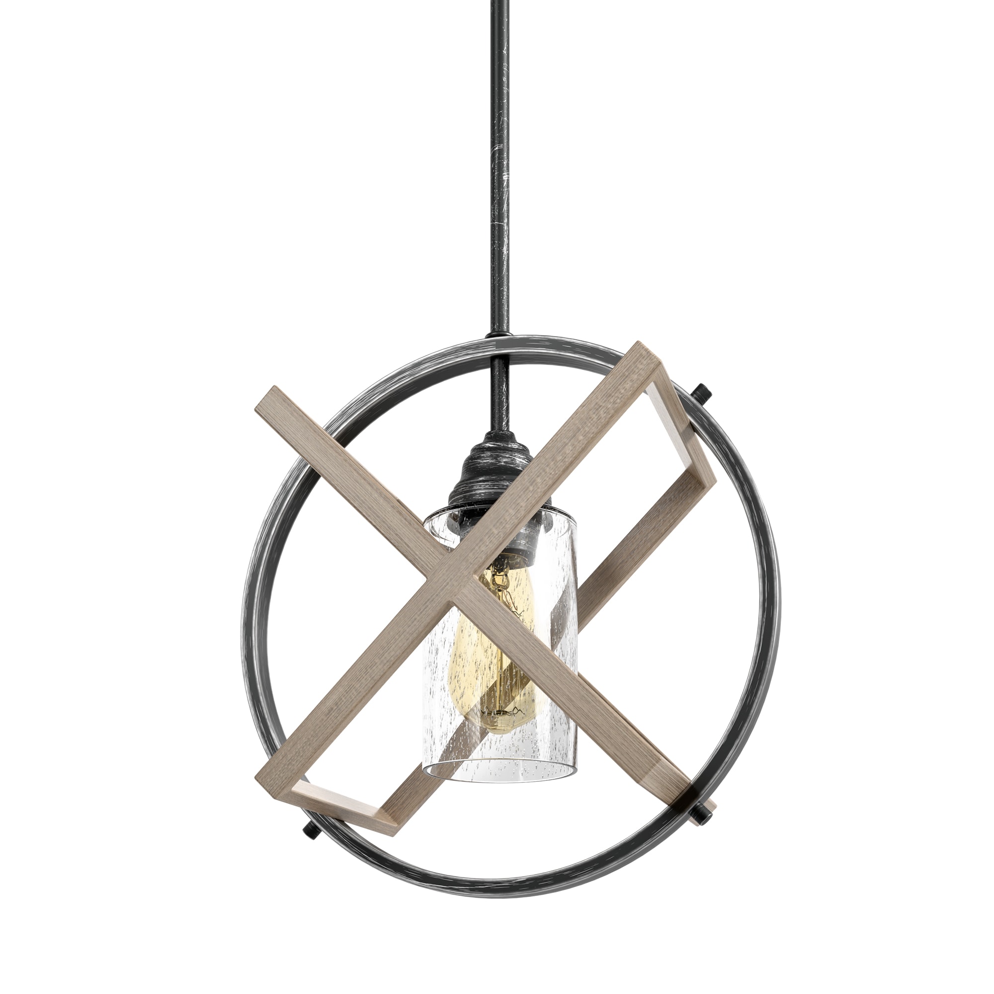 LTMATE LSWL029-CO JAZAVA 1 -Light Matt Black Mid-century Clear glass Geometric Medium Hanging Pendant light