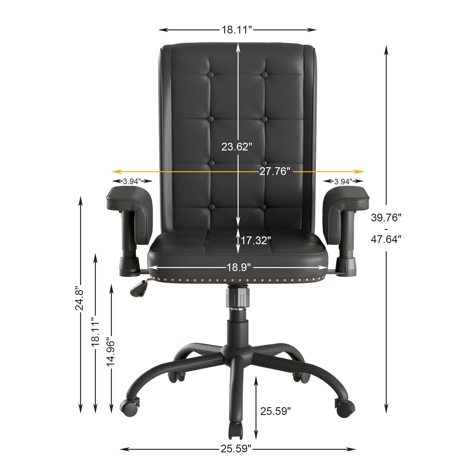 Vecelo LOE-CC06-BLK Office-Chairs - View #3
