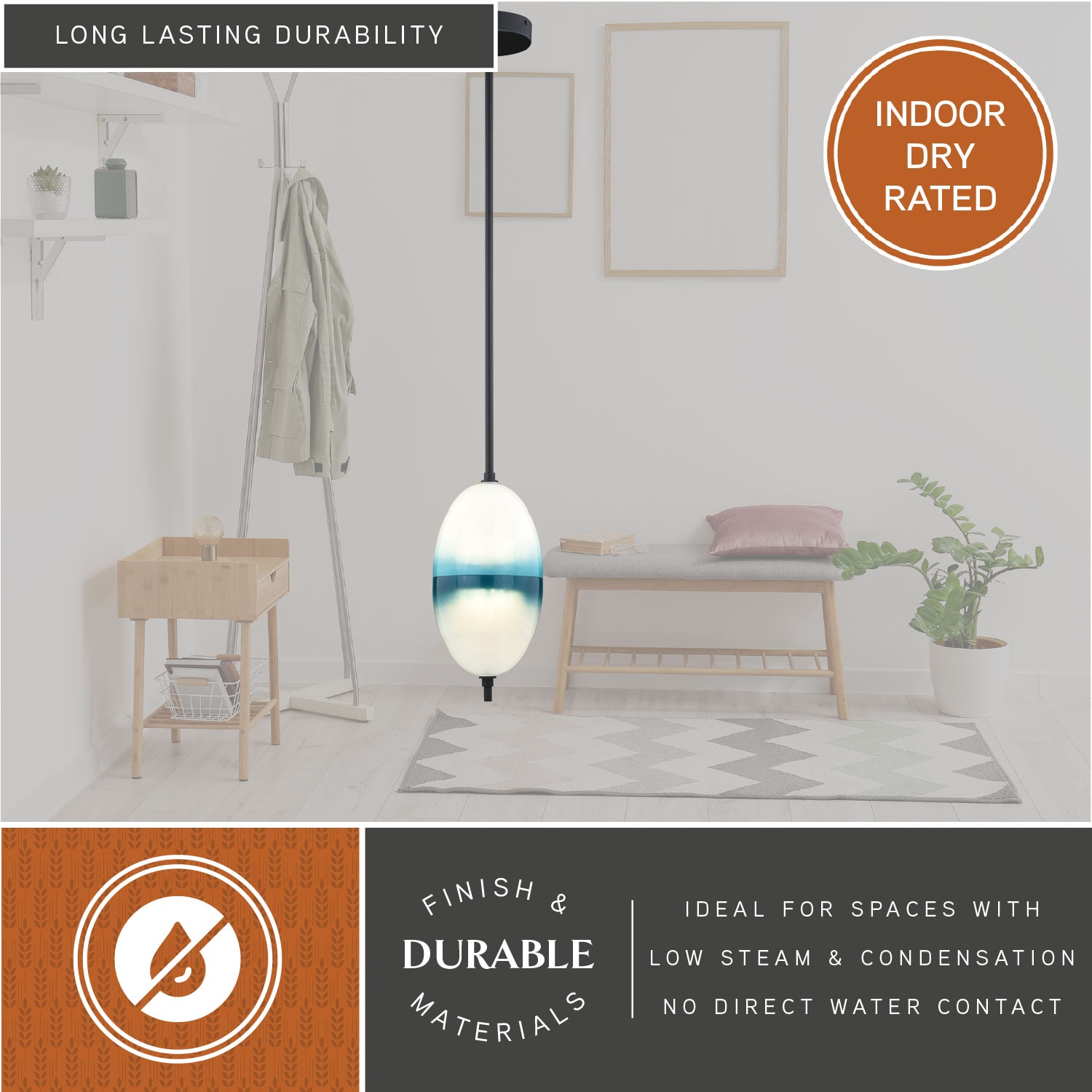 Somerset Oil Rubbed Bronze Mini Pendant with Blue and White Glass
