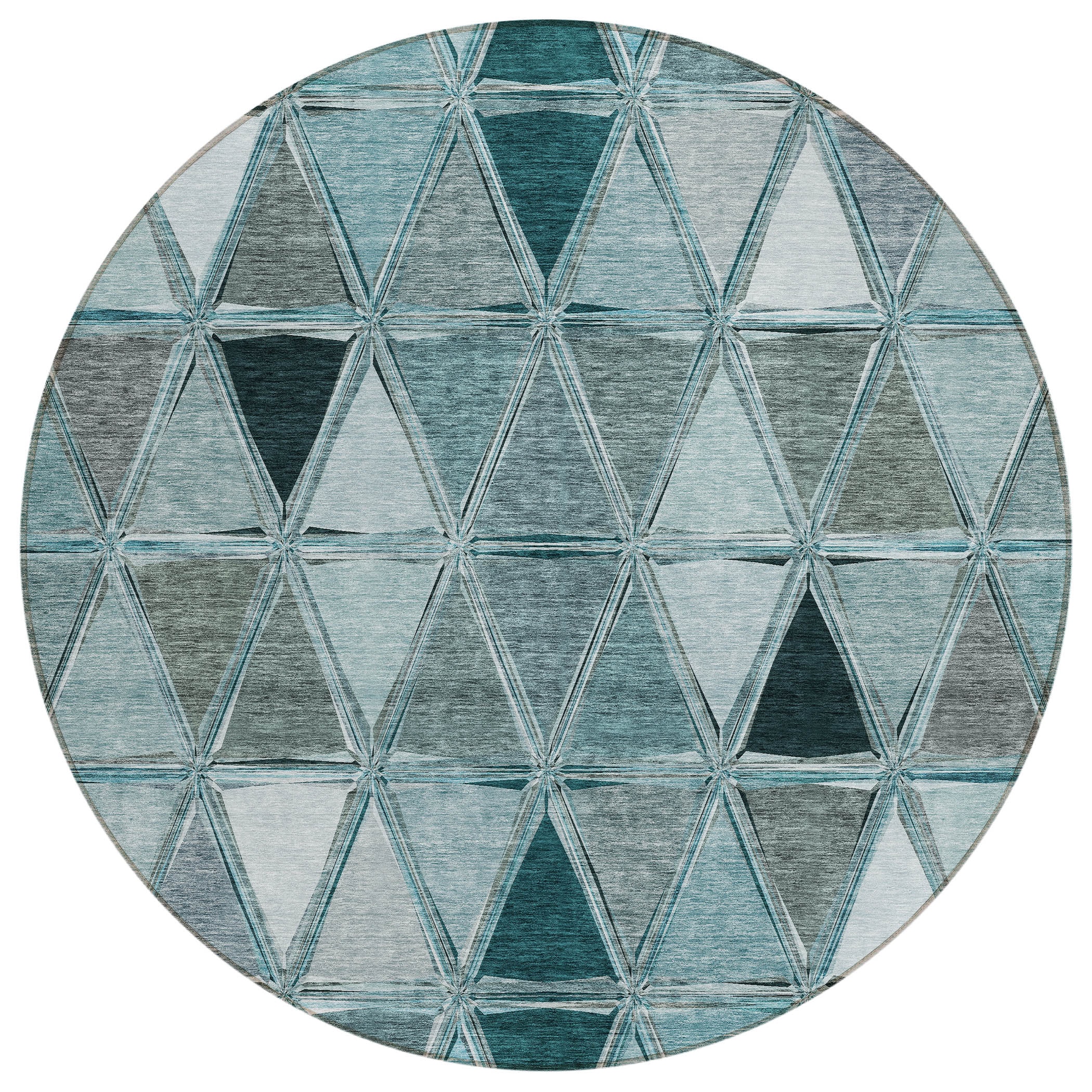 Addison Rugs ACN722TE8RO Chantille ACN722TE 8 x 8 (ft) Polyester Teal Round Indoor/Outdoor Geometric Machine washable Area rug