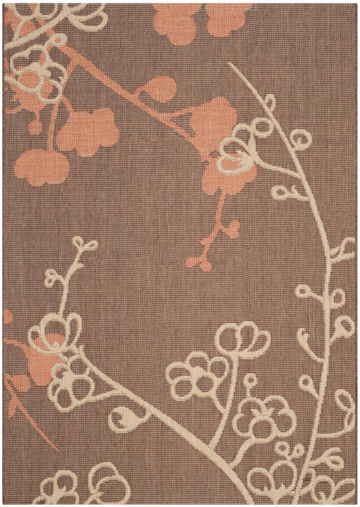 Safavieh CY4038C-8 Courtyard Baja 8 x 11 (ft) Loomed Polypropylene Brown Natural/Terracotta Rectangular Indoor/Outdoor Floral/Botanical Coastal Area rug