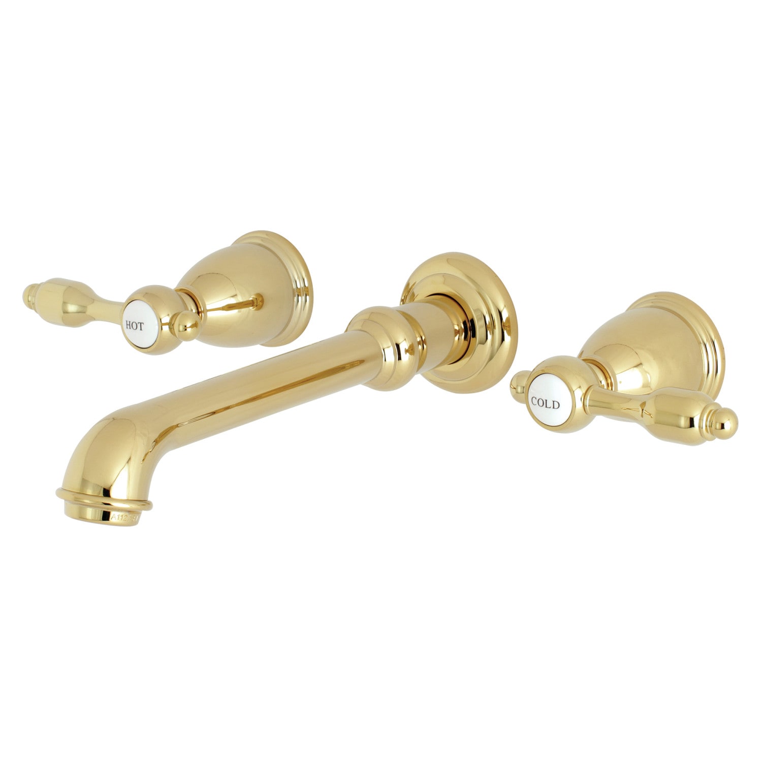 Kingston Brass Tudor Polished Brass 2-handle Wall-mount High-arc ...