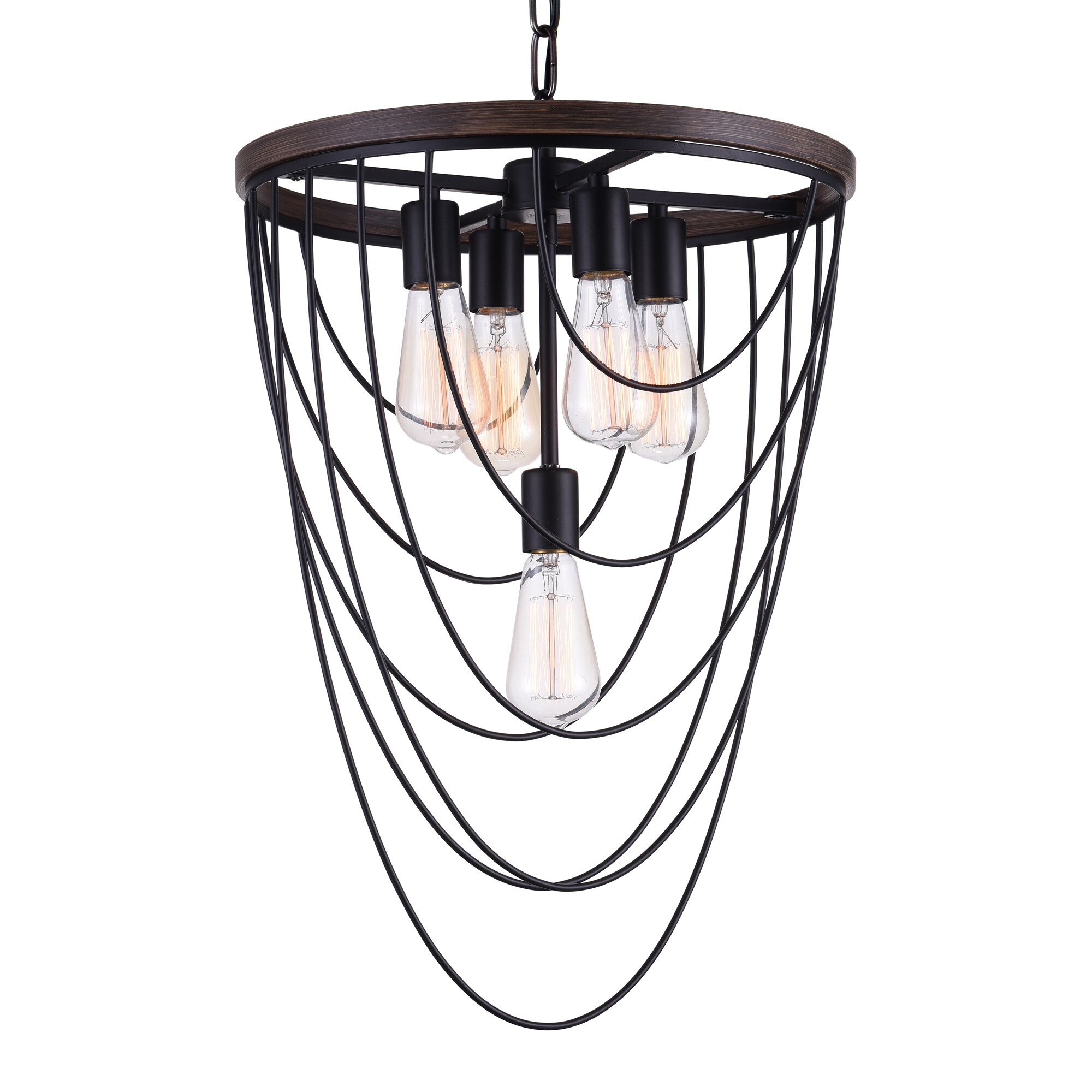 CWI Lighting Gala 5-Light Black Rustic Damp Rated Chandelier in the ...