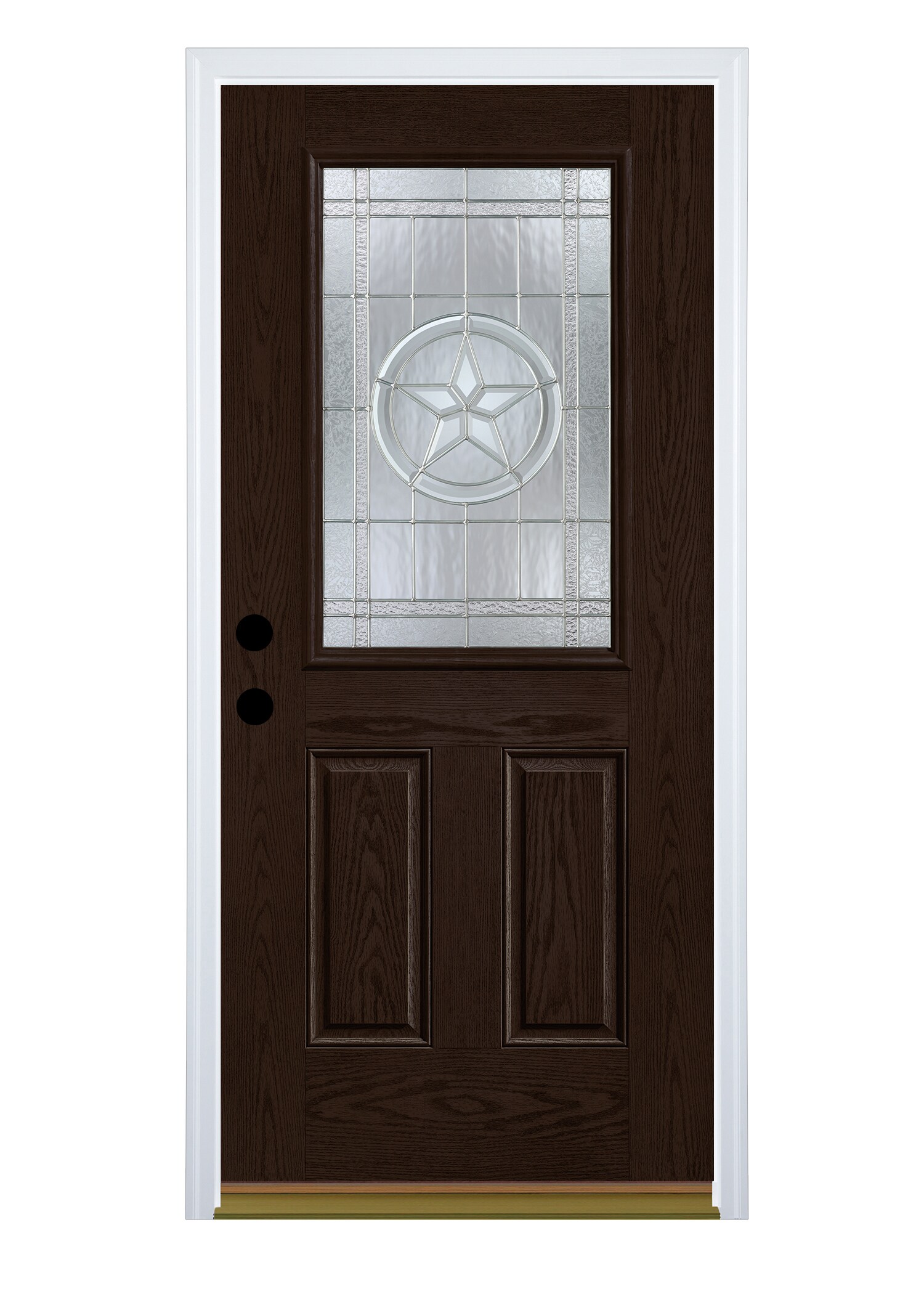 Therma-Tru Benchmark Doors Star 36-in x 80-in Fiberglass Half Lite Right-Hand Inswing Dark Elm Stained Prehung Single Front Door with Brickmould -  TTB639500SOS