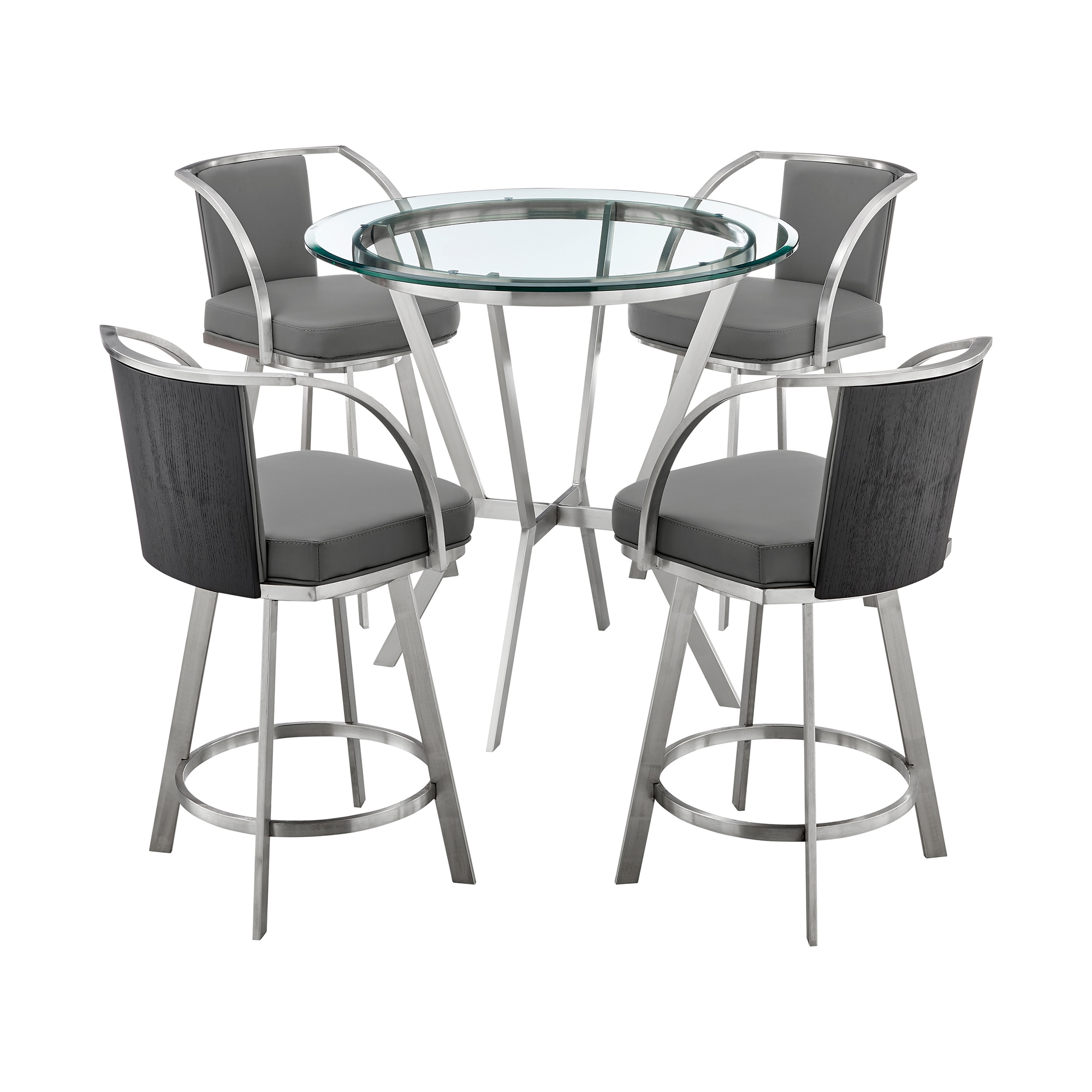 Armen Living SETNMLVGRBS5 Walnut Contemporary/Modern Dining Room Set with Round Table ( Seats 4 )