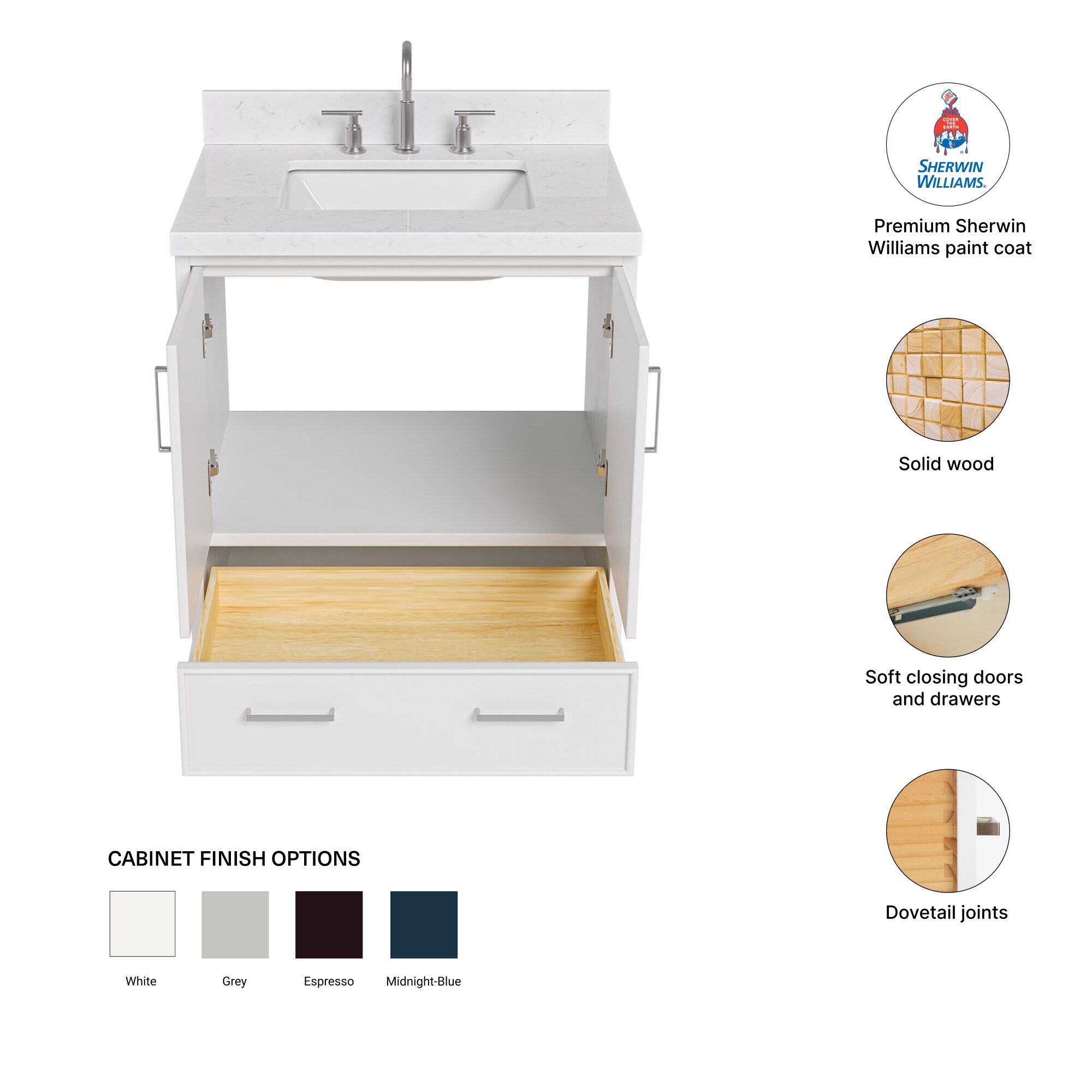 ARIEL M030SCQRVOWHT Bath-Vanity-Combo - View #4