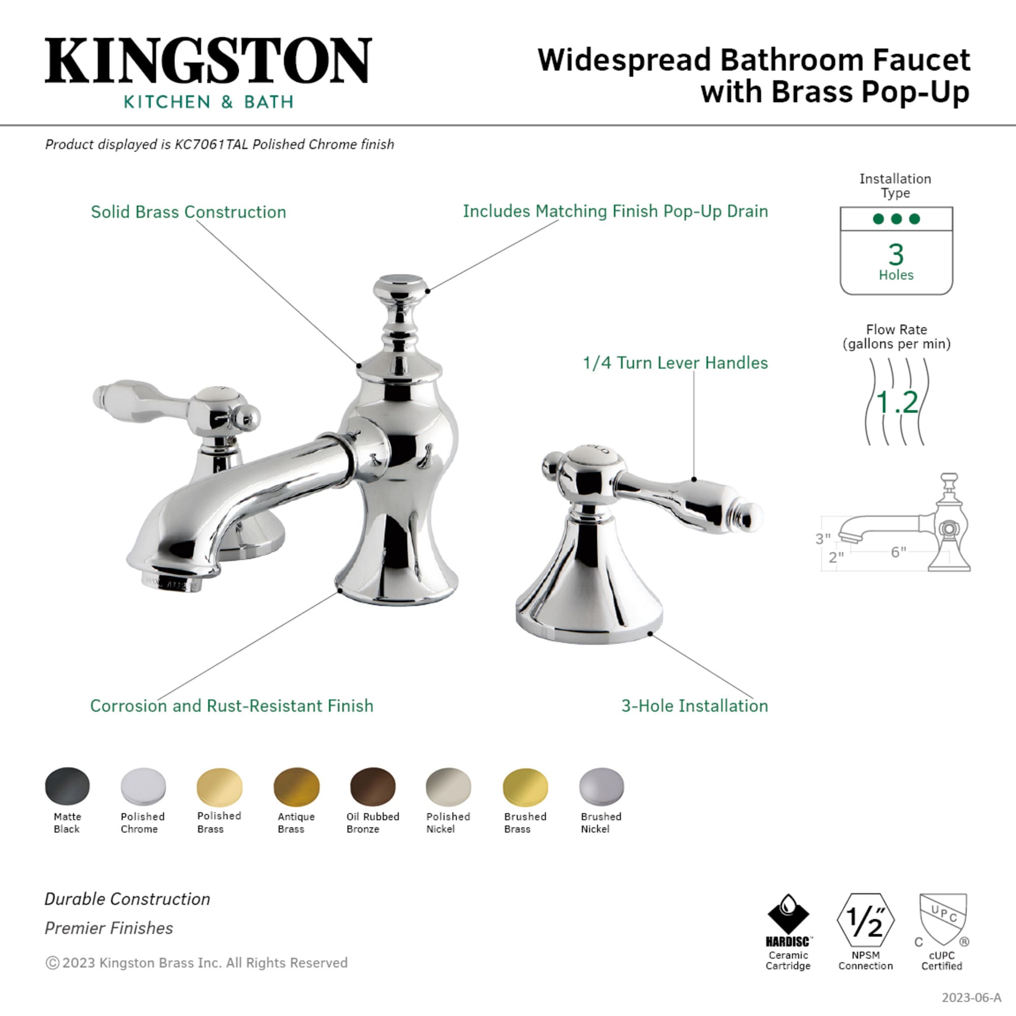 Kingston Brass WLKC7061TAL Lavatory-Faucets - View #2