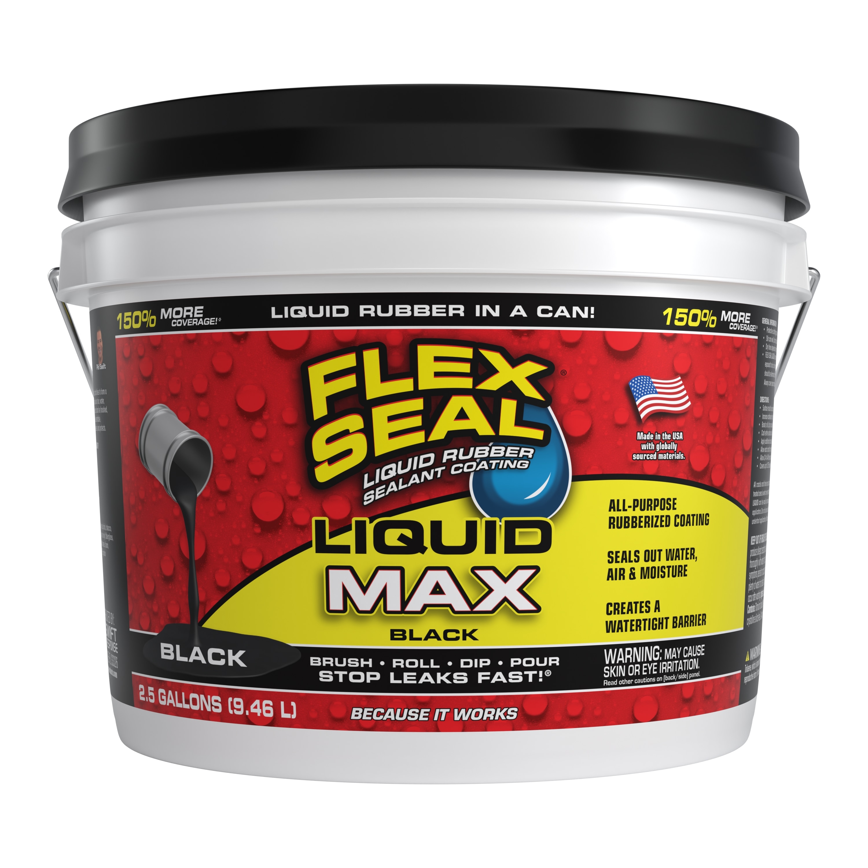 Flex Seal LFSMAXBLK02 Liquid Max 320-fl oz Black Dip Waterproof Rubberized Coating