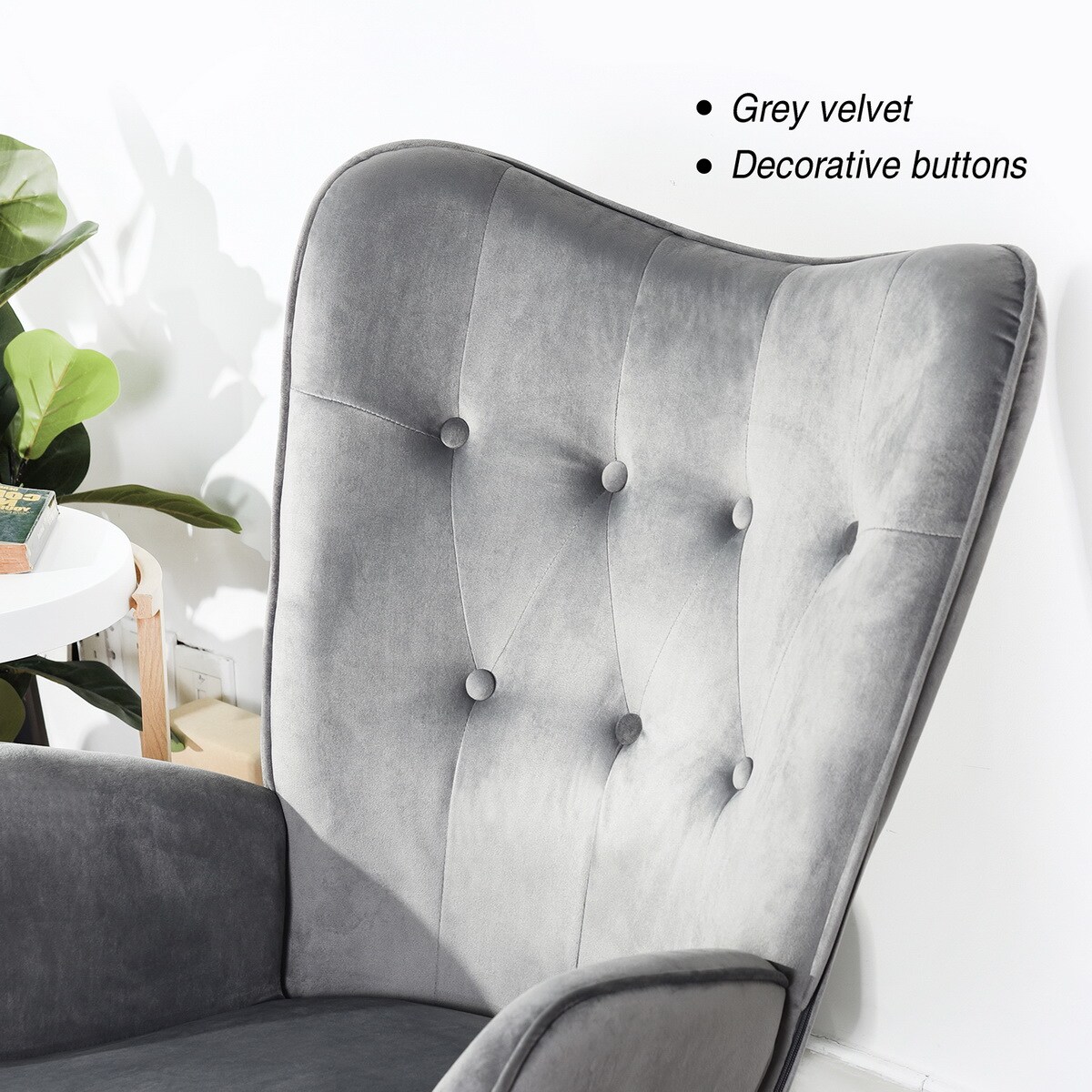 gray velvet rocking chair